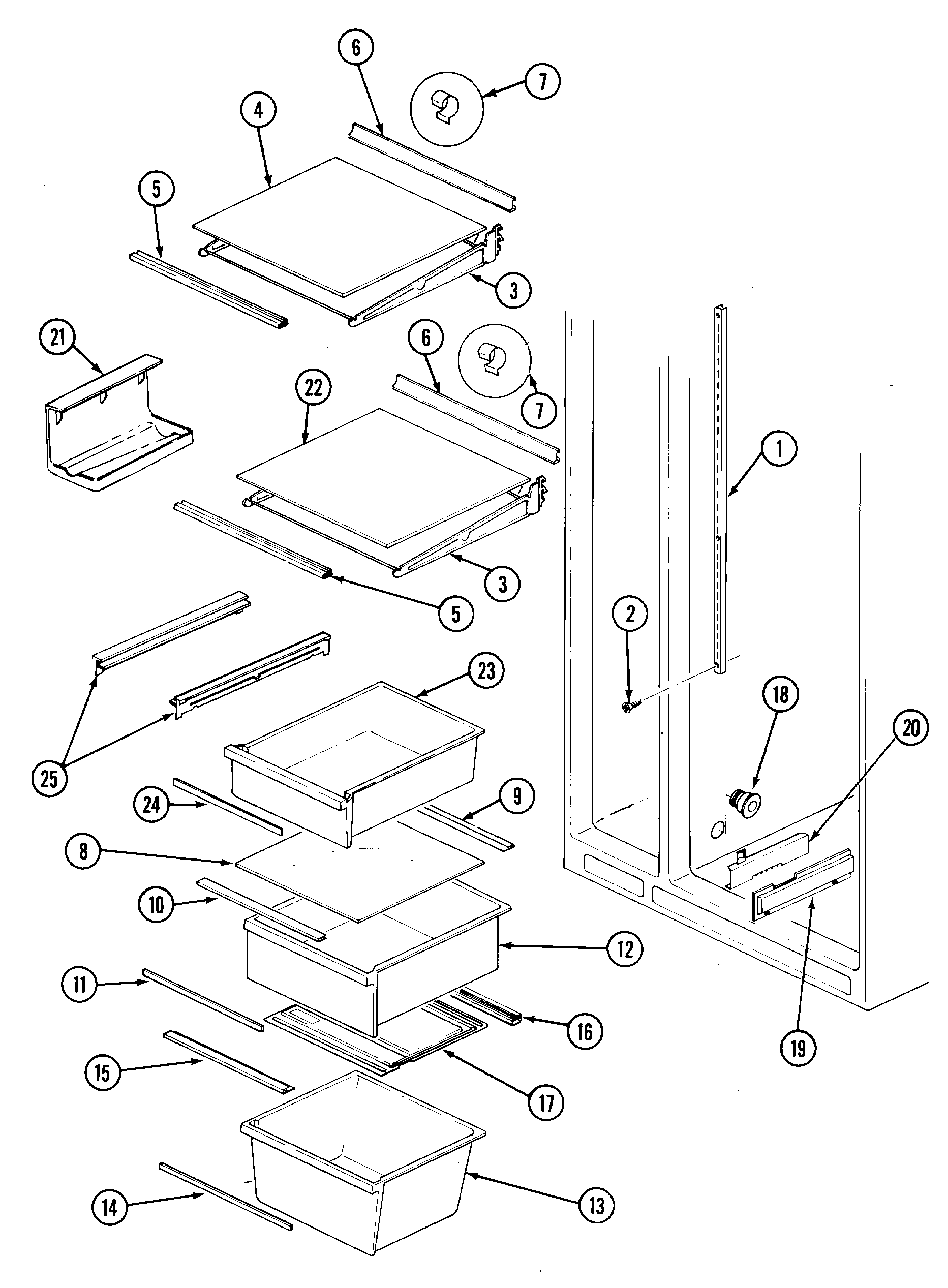 Maytag GS24X8DV-DR83B shelves & accessories diagram