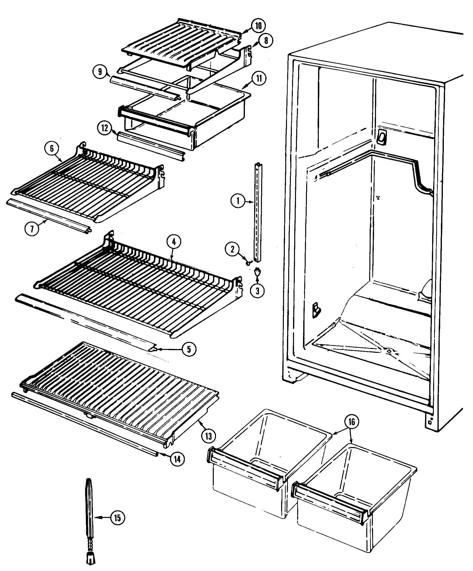 Norge NT177NA shelves & accessories diagram