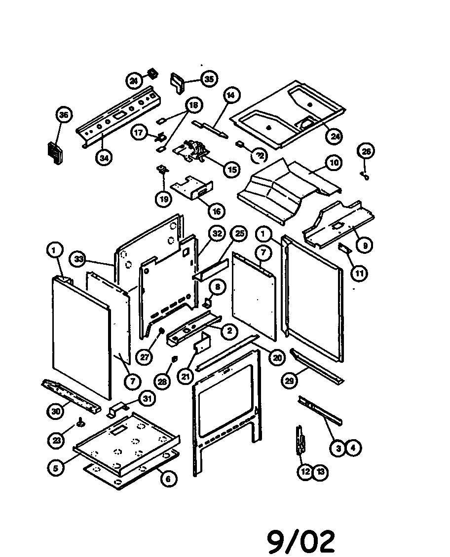 Caloric RST378UL-P1141203N outer cavity/latch diagram