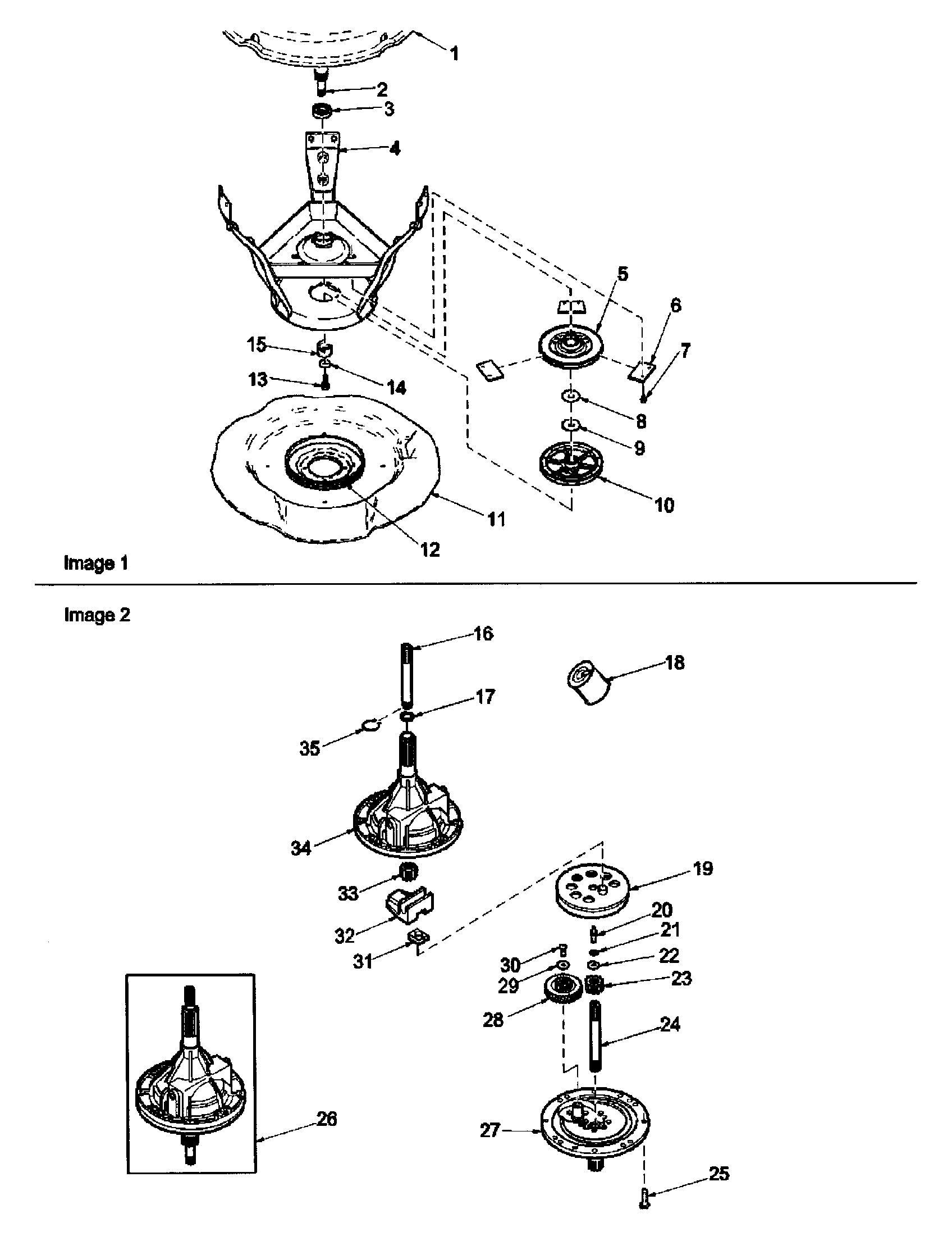 Amana LWD70AW-PLWD70AW weldment and bearing assy, brake and pul diagram