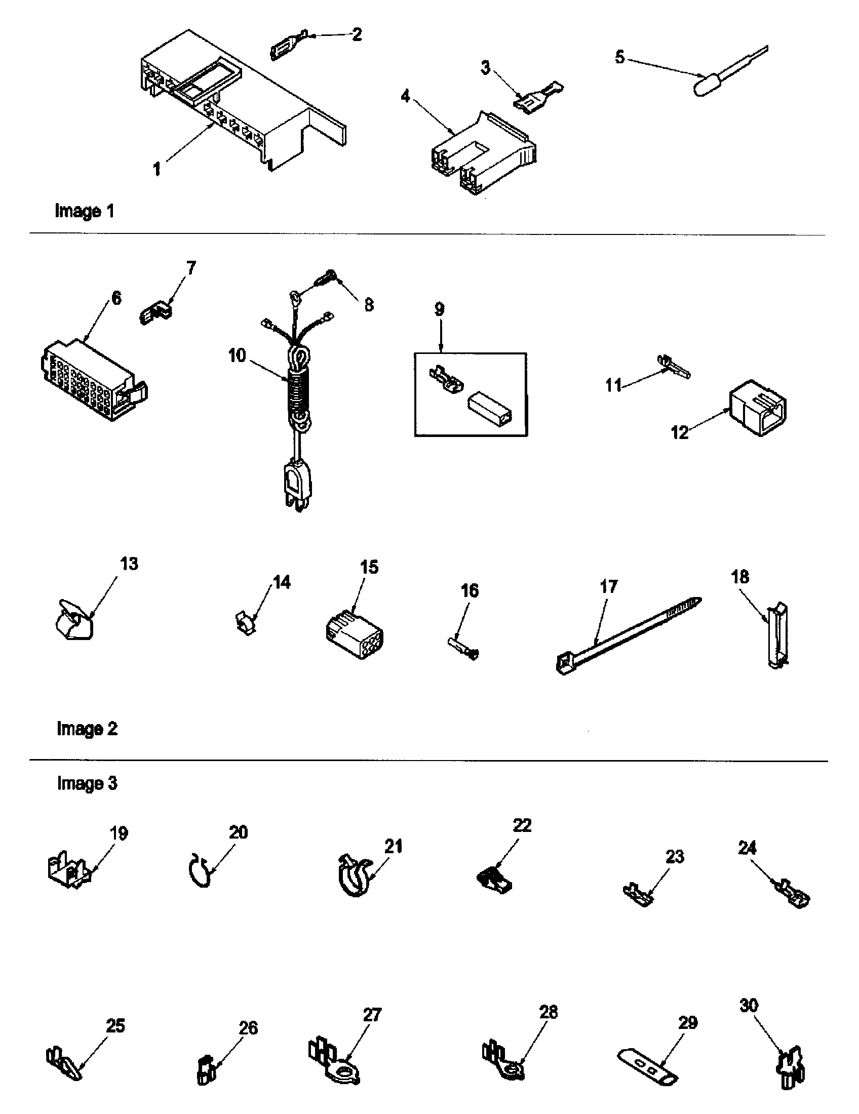 Amana LWD70AW-PLWD70AW connection blocks, extractor tool, and t diagram