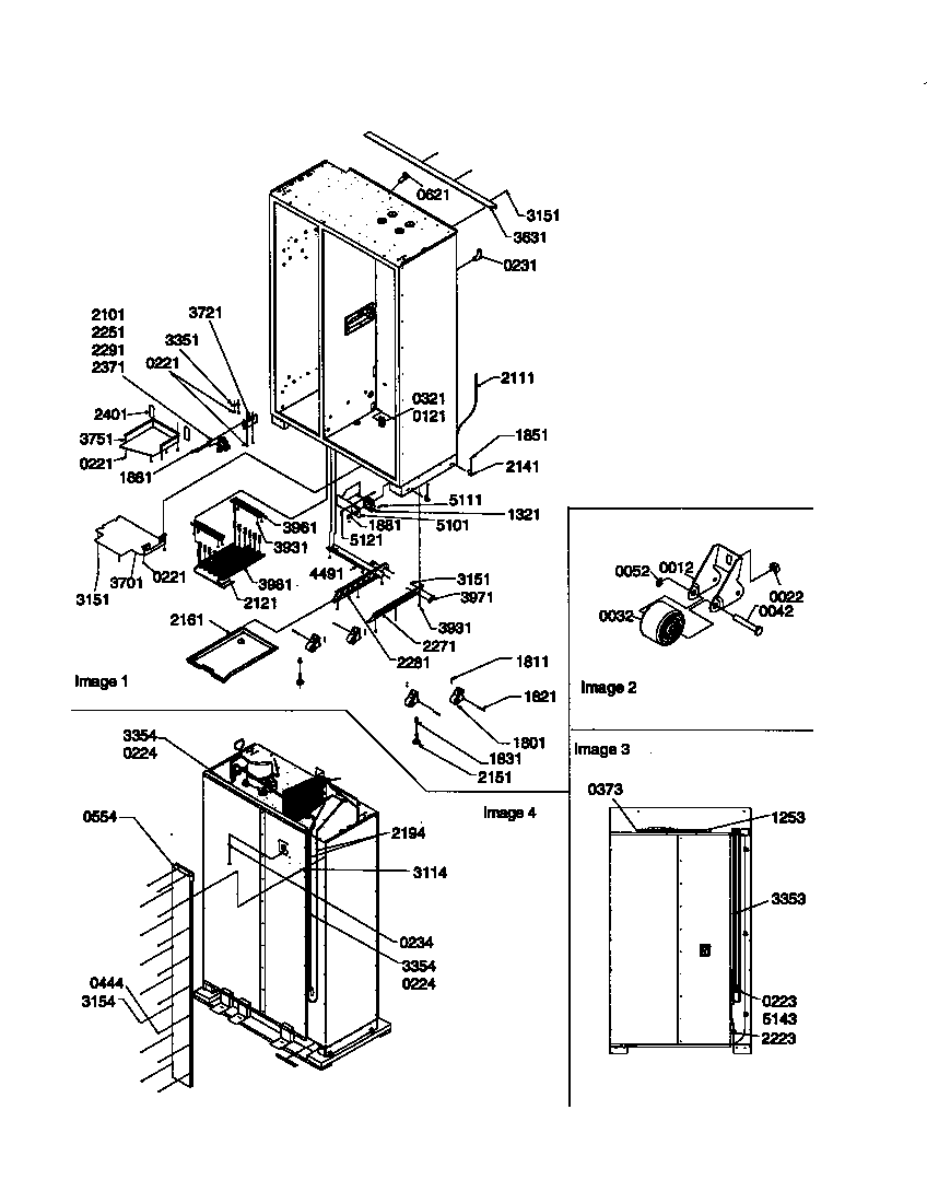 Amana S148DA01-P1305602W roller assy and back unit diagram