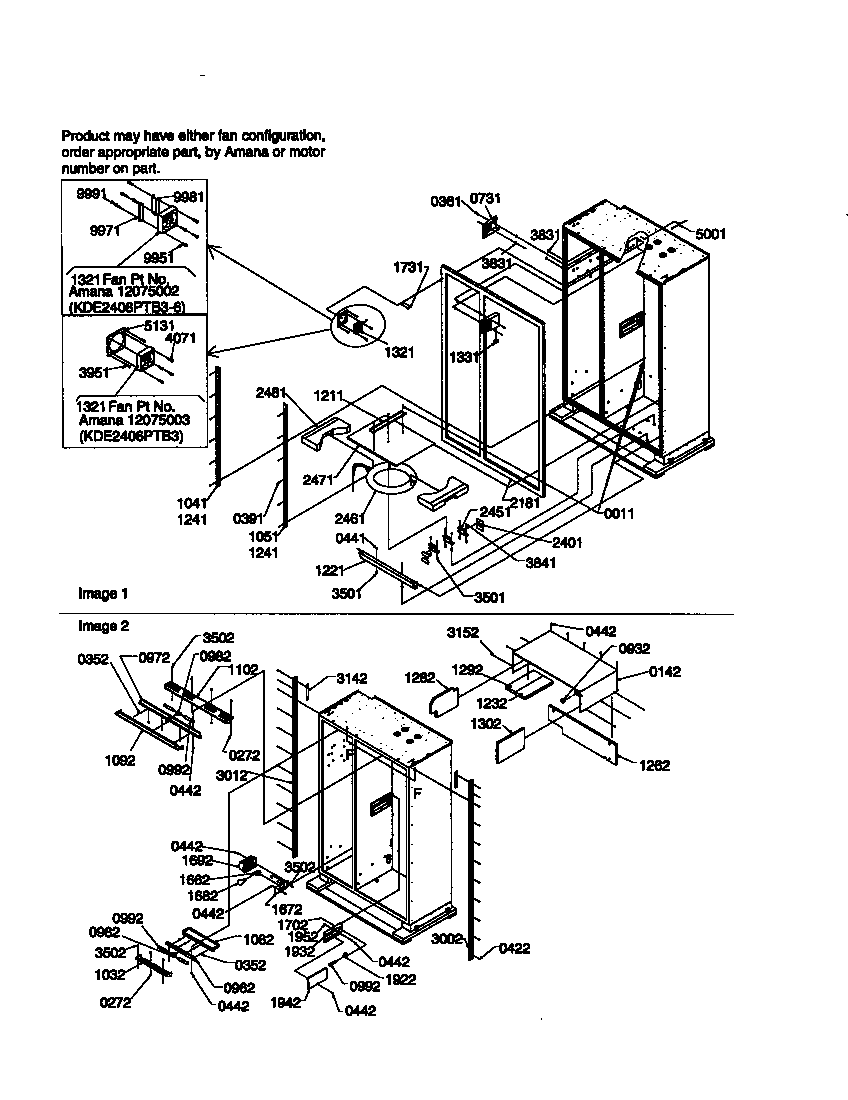 Amana S148DA01-P1305602W ladders and light shields diagram