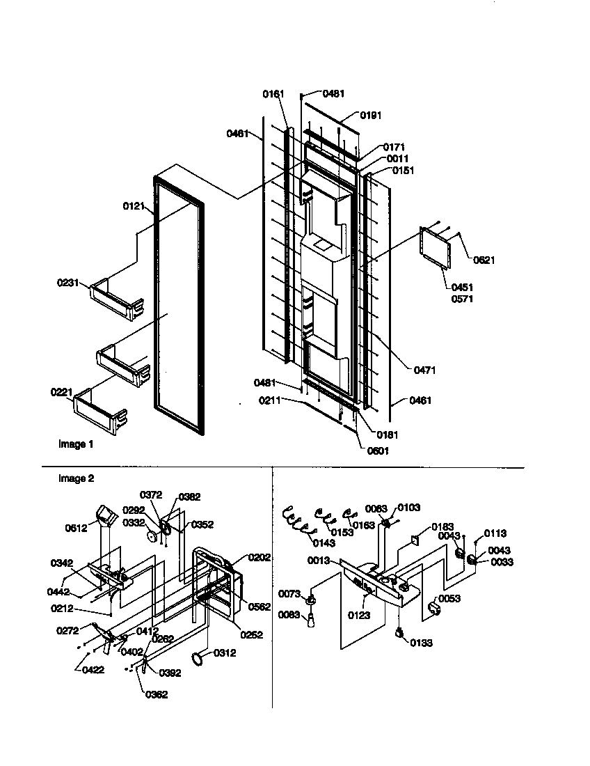 Amana S148DA01-P1305602W fz door & cavity cover assemblies diagram