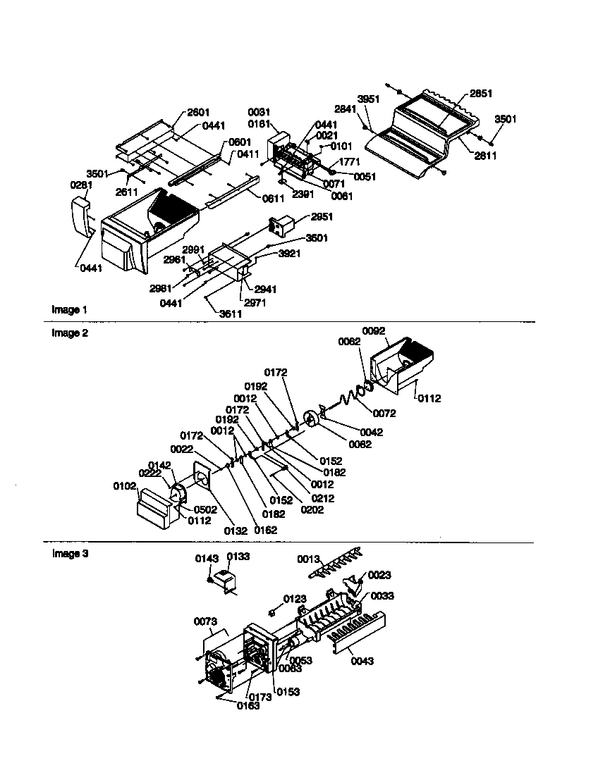 Amana S148DA01-P1305602W ice bucket auger and ice maker parts diagram
