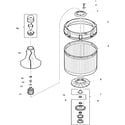 Amana LWC75AW-PLWC75AW agitator, drive bell, washtub and hub diagram