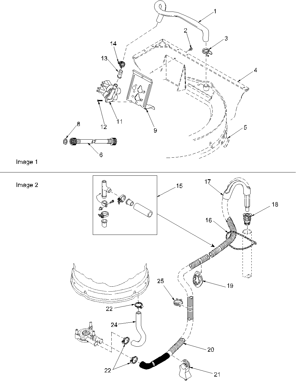 Amana LWX20AW-PLWX20AW mixing valve and hose diagram