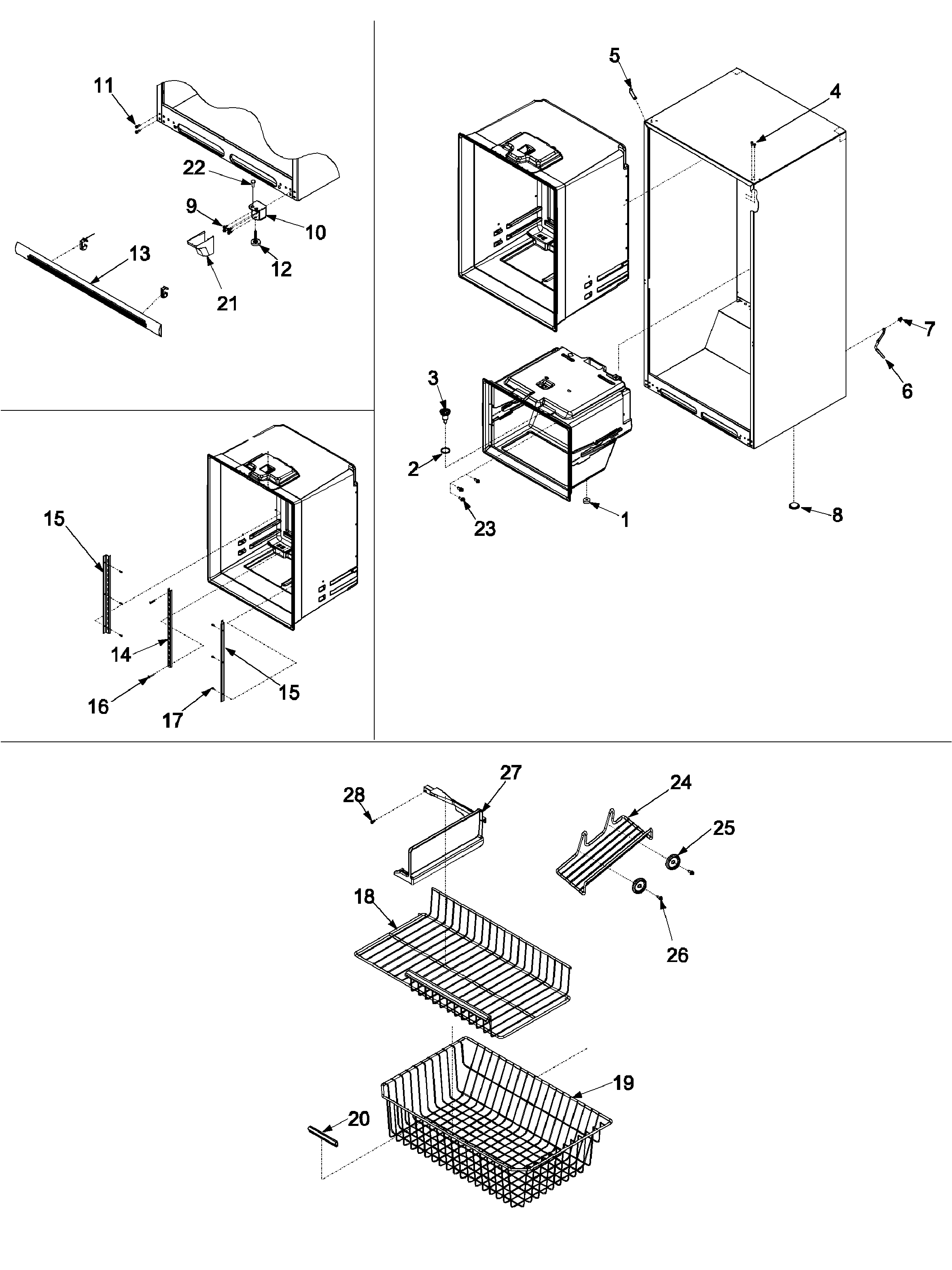 Amana XRBS209BSR-PXRBS20 interior cabinet & freezer shelving diagram