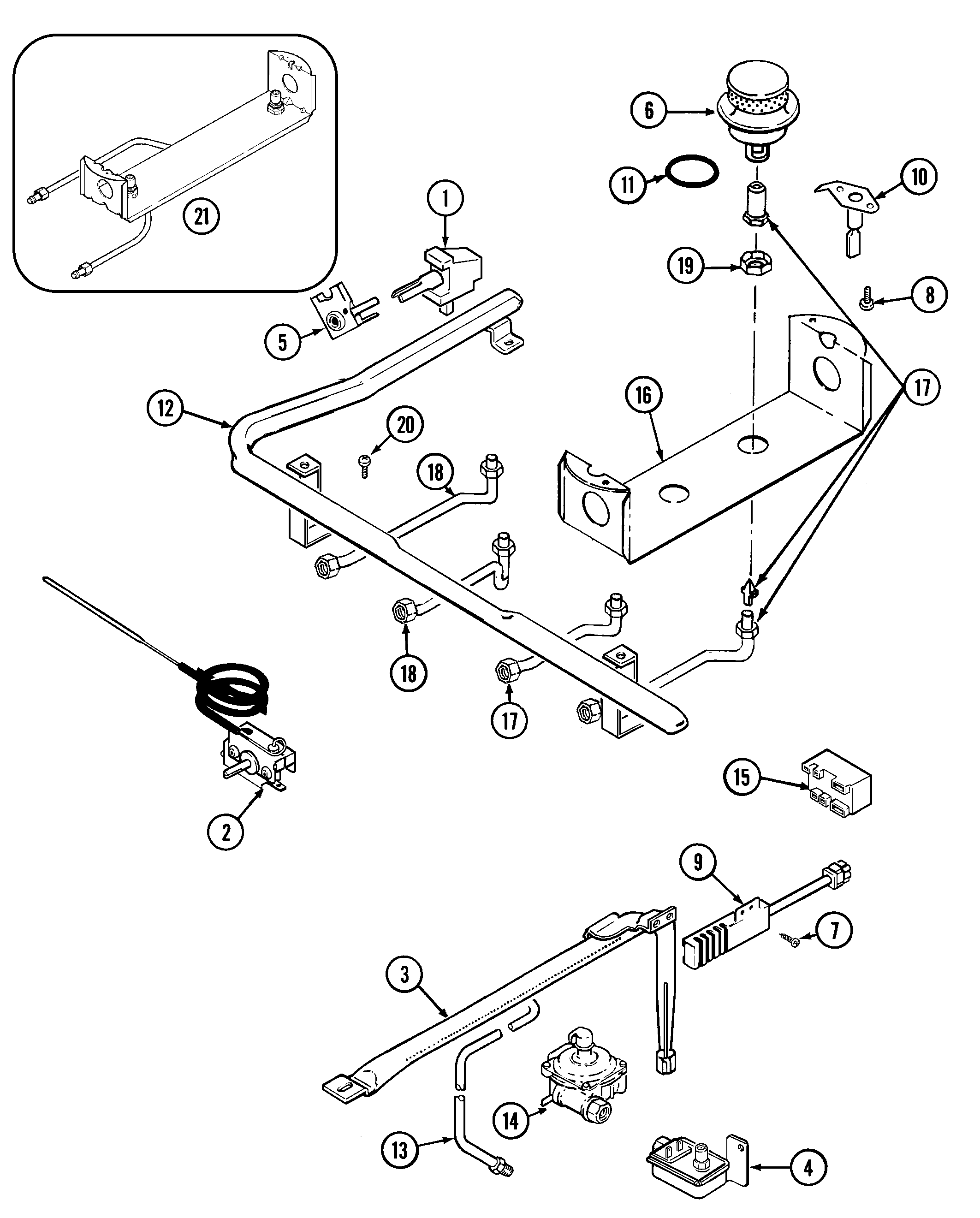 Magic Chef 3127STW gas control diagram