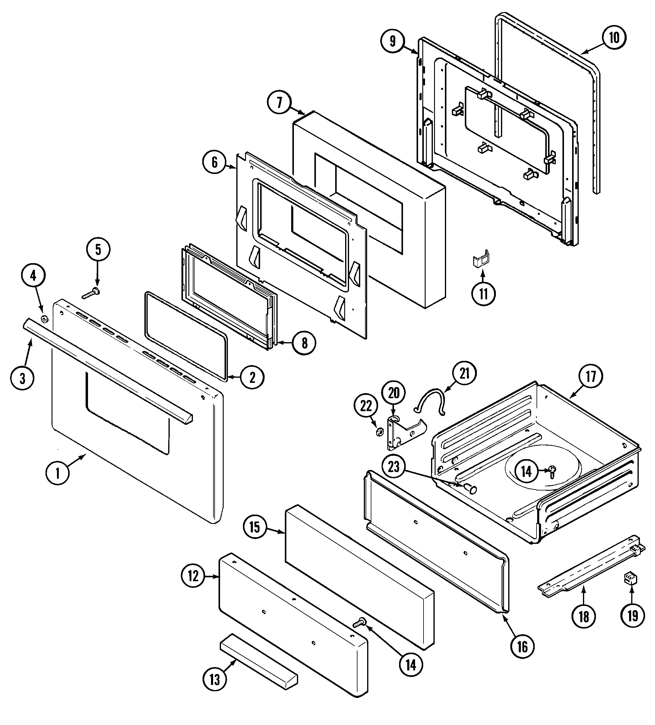 Magic Chef 3127WTV door/drawer (3127wt* model) diagram