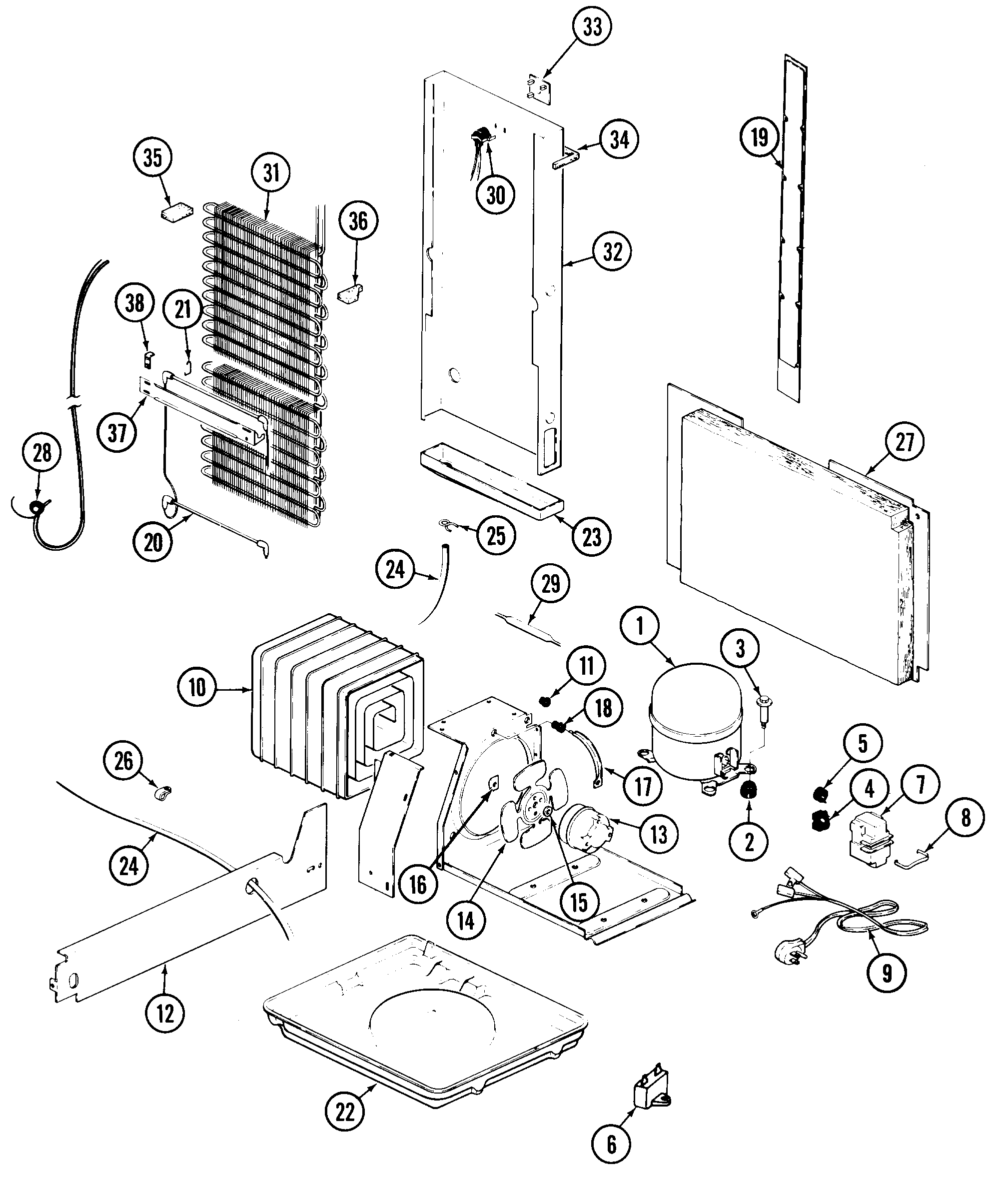 Admiral RSDA228AAM unit compartment & system diagram