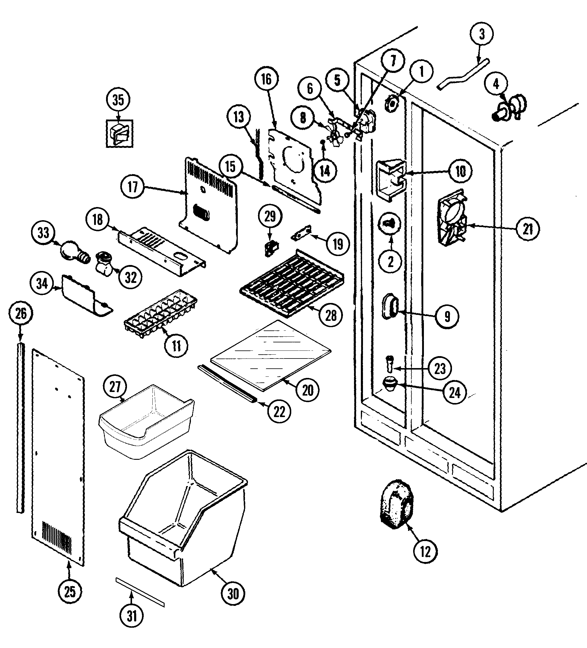 Admiral RSDA228AAM freezer compartment diagram