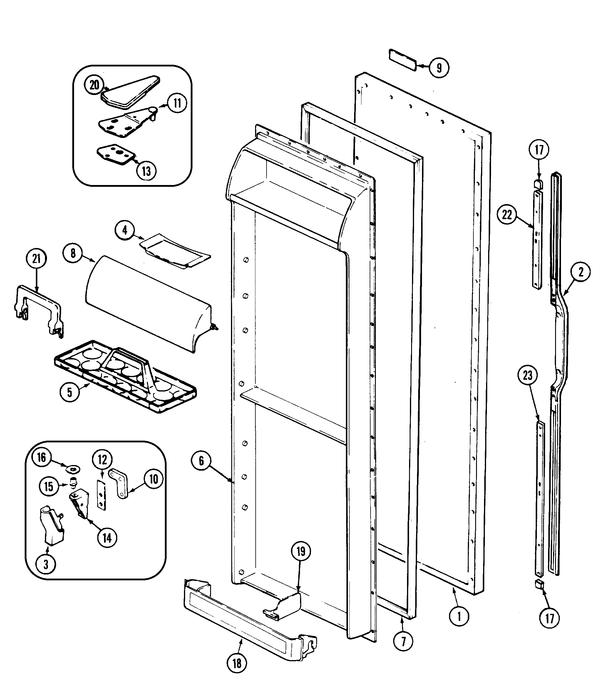 Admiral RSDA228AAM fresh food door diagram