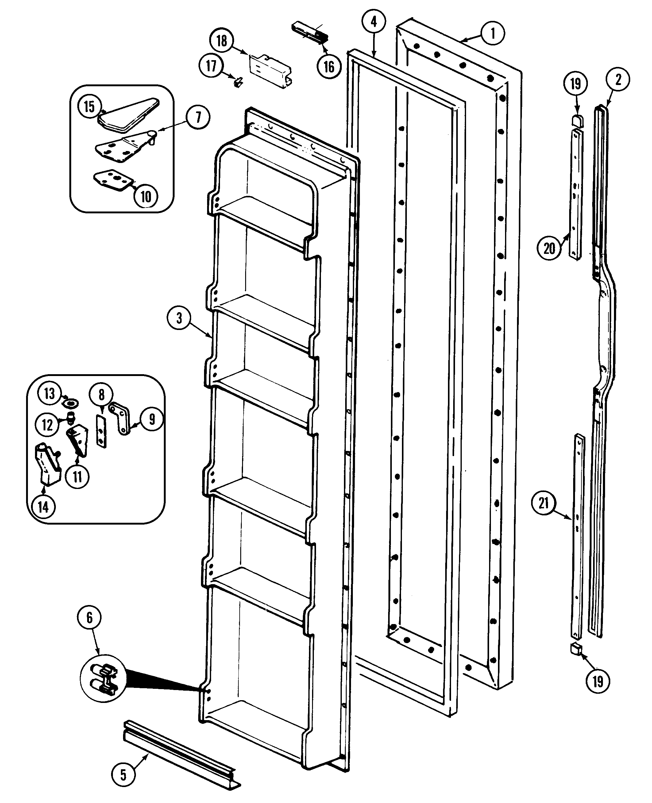 Admiral RSDA228AAM freezer door diagram