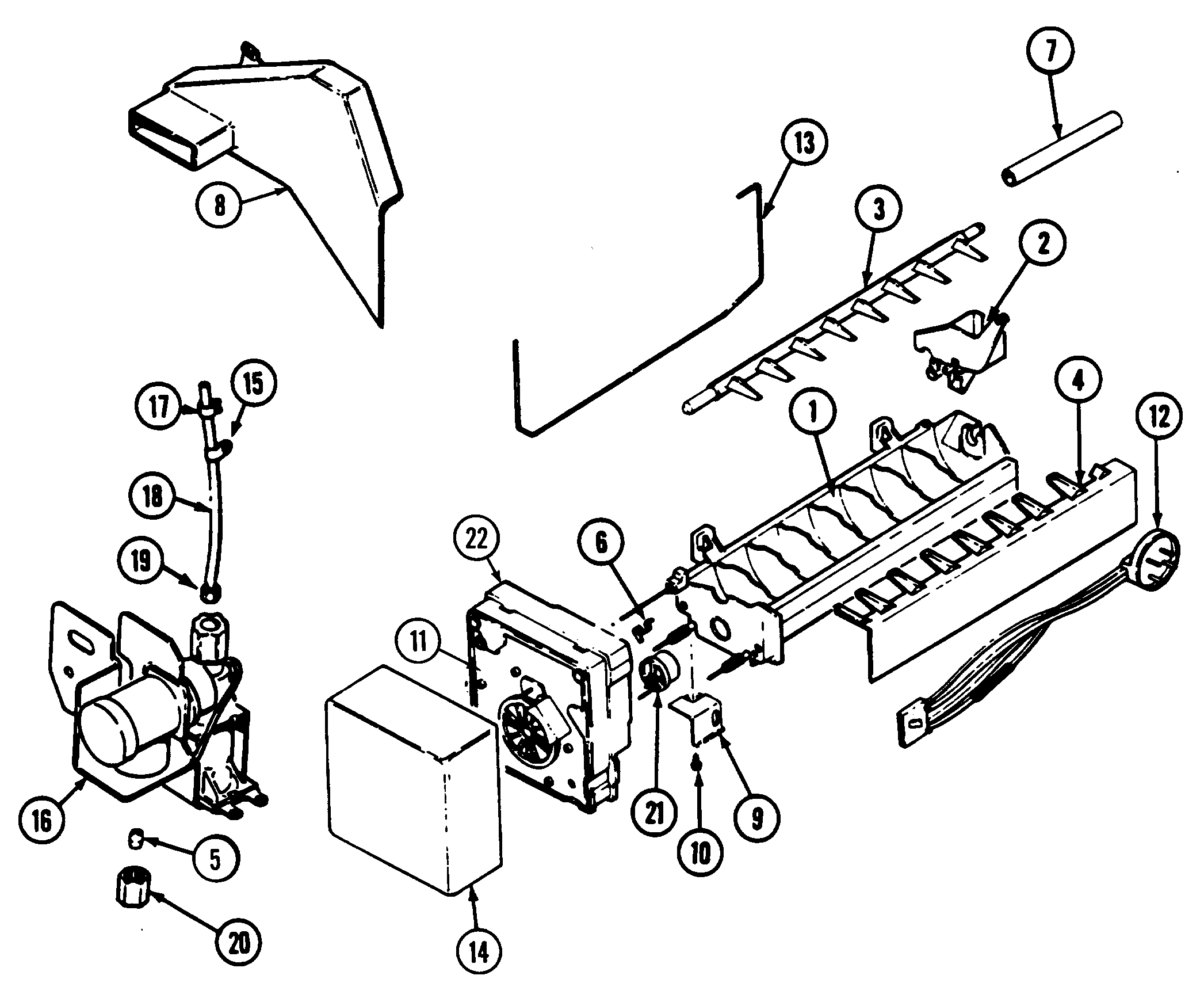 Admiral RSDA228AAM optional ice maker kit (ice) diagram