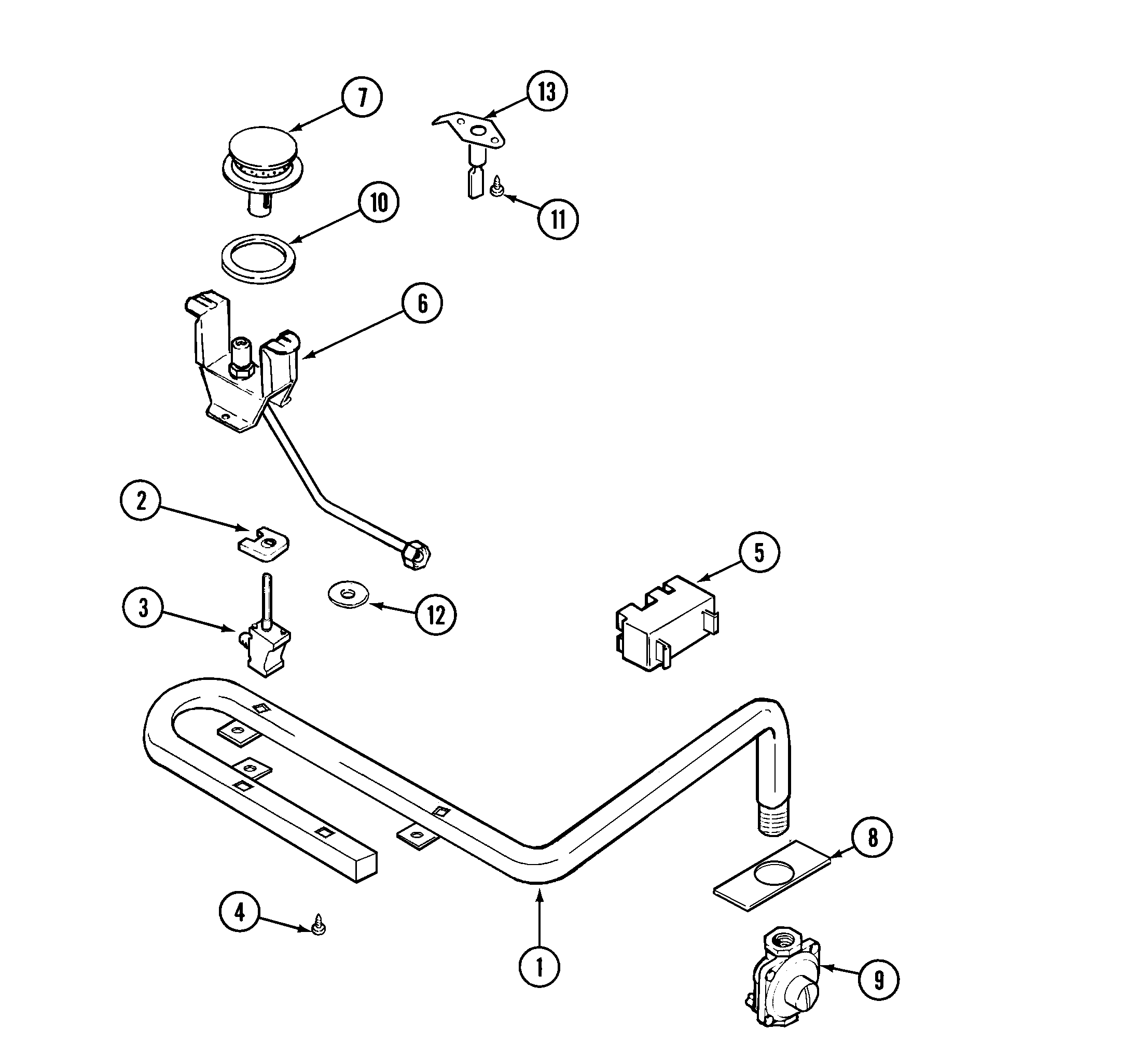 Magic Chef 8351VS gas controls diagram