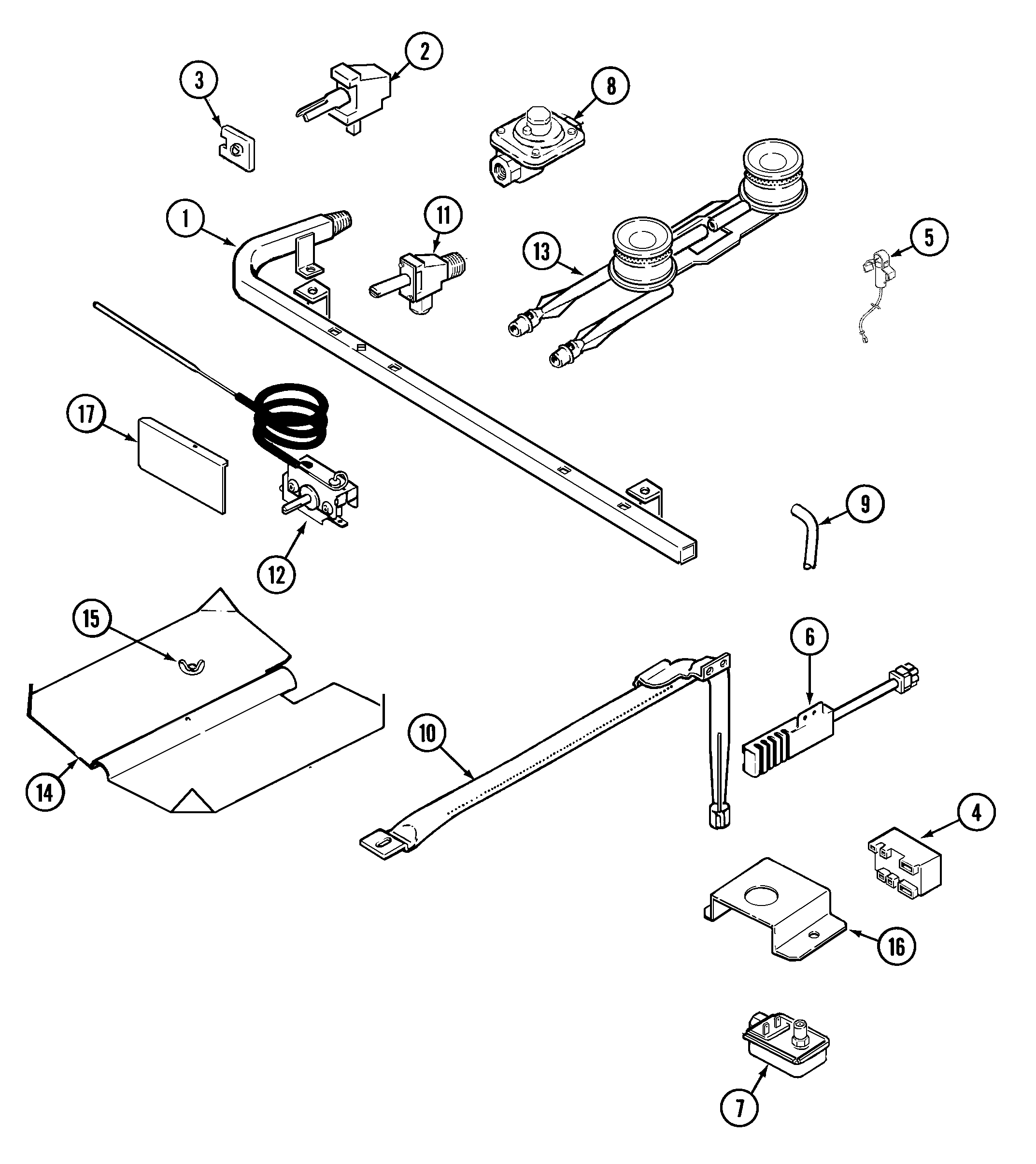Maytag PGR4102CDT gas controls diagram