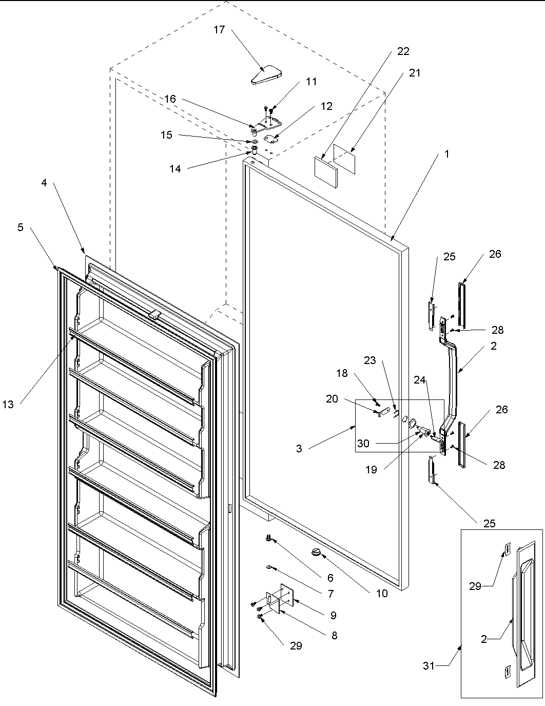 Amana AFU2067AW-PAFU2067AW0 door assembly diagram