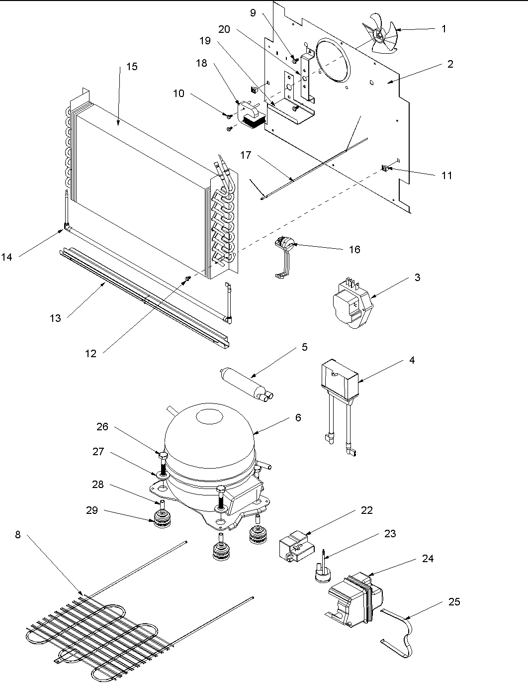 Amana AFU2067AW-PAFU2067AW0 machine compartment and system diagram