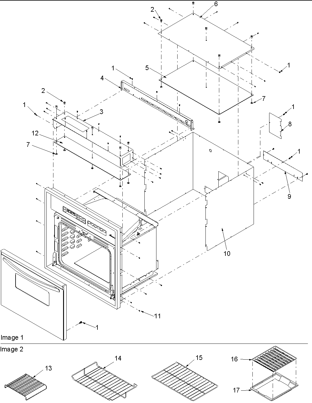 Amana AOCS3040E-P1132375NE outer cabinet/racks diagram