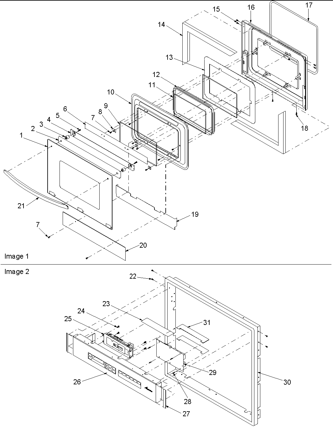 Amana AOCS3040E-P1132375NE door/control panel diagram