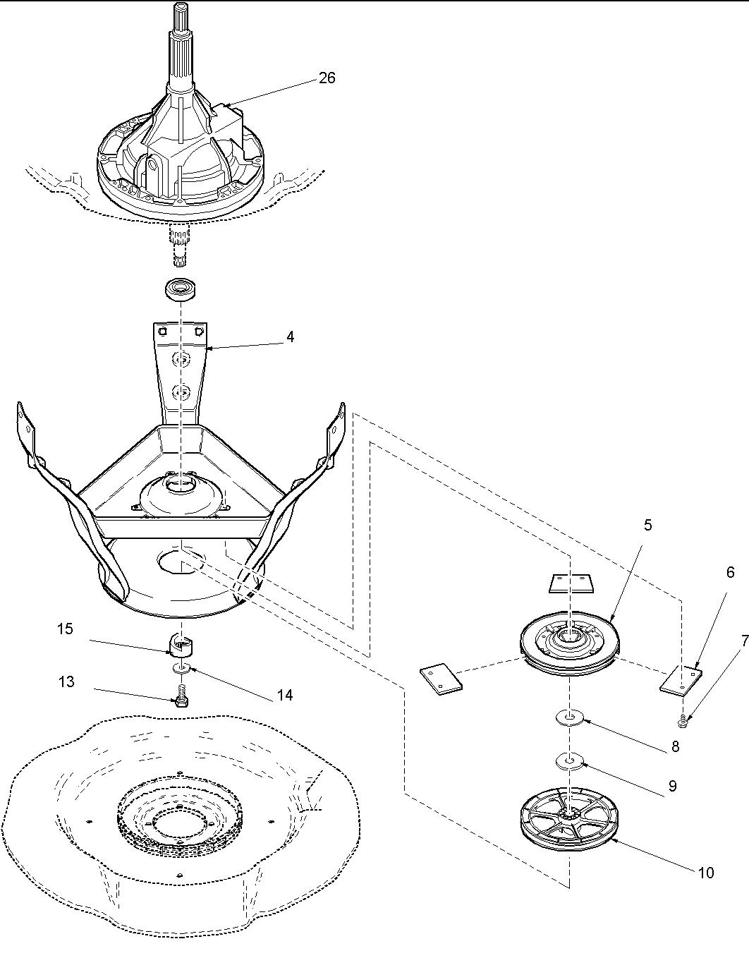 Amana LWG65AW-PLWG65AW bearings, brake & pulley & transmission diagram