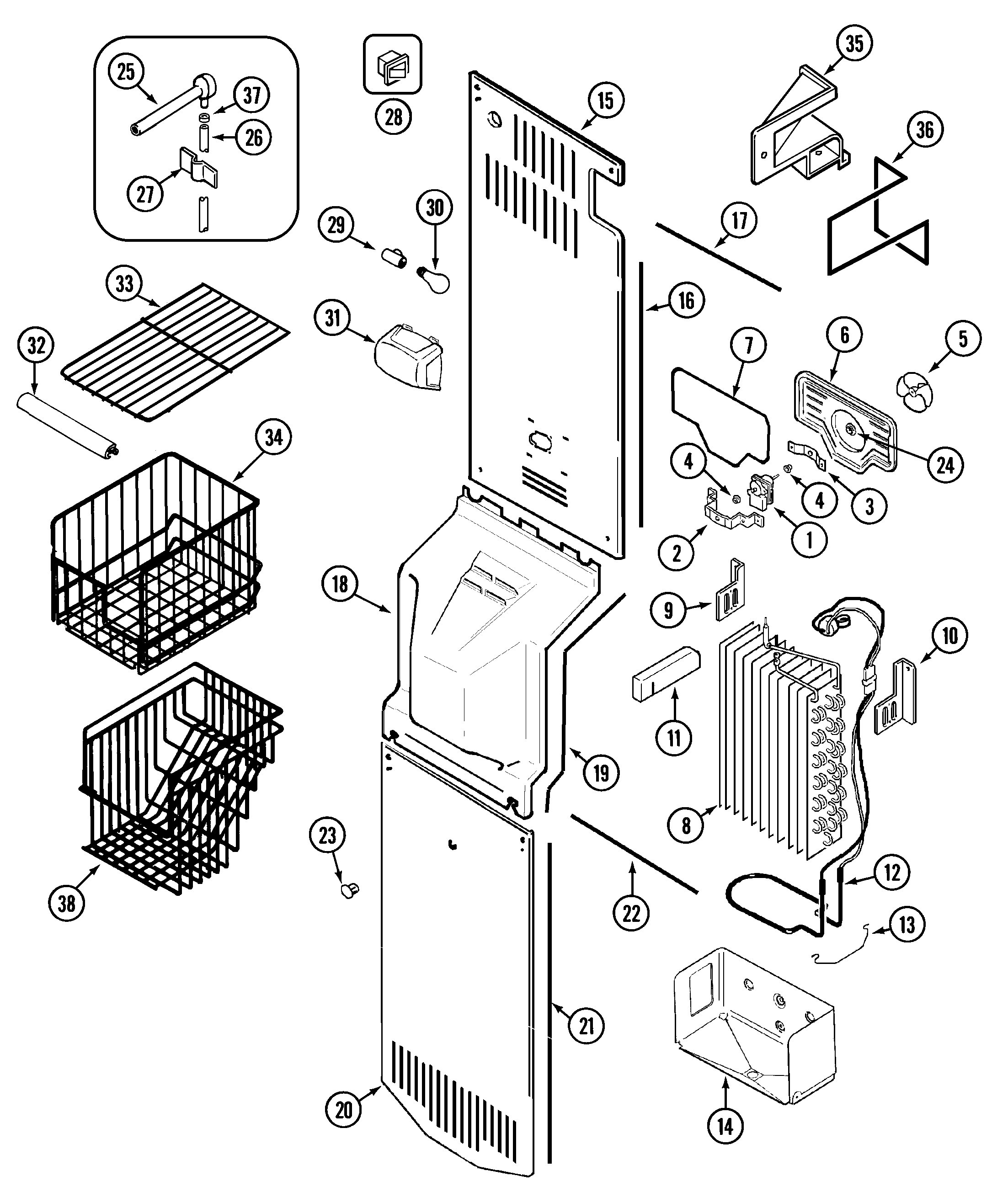 Maytag GS2327EADW freezer compartment diagram