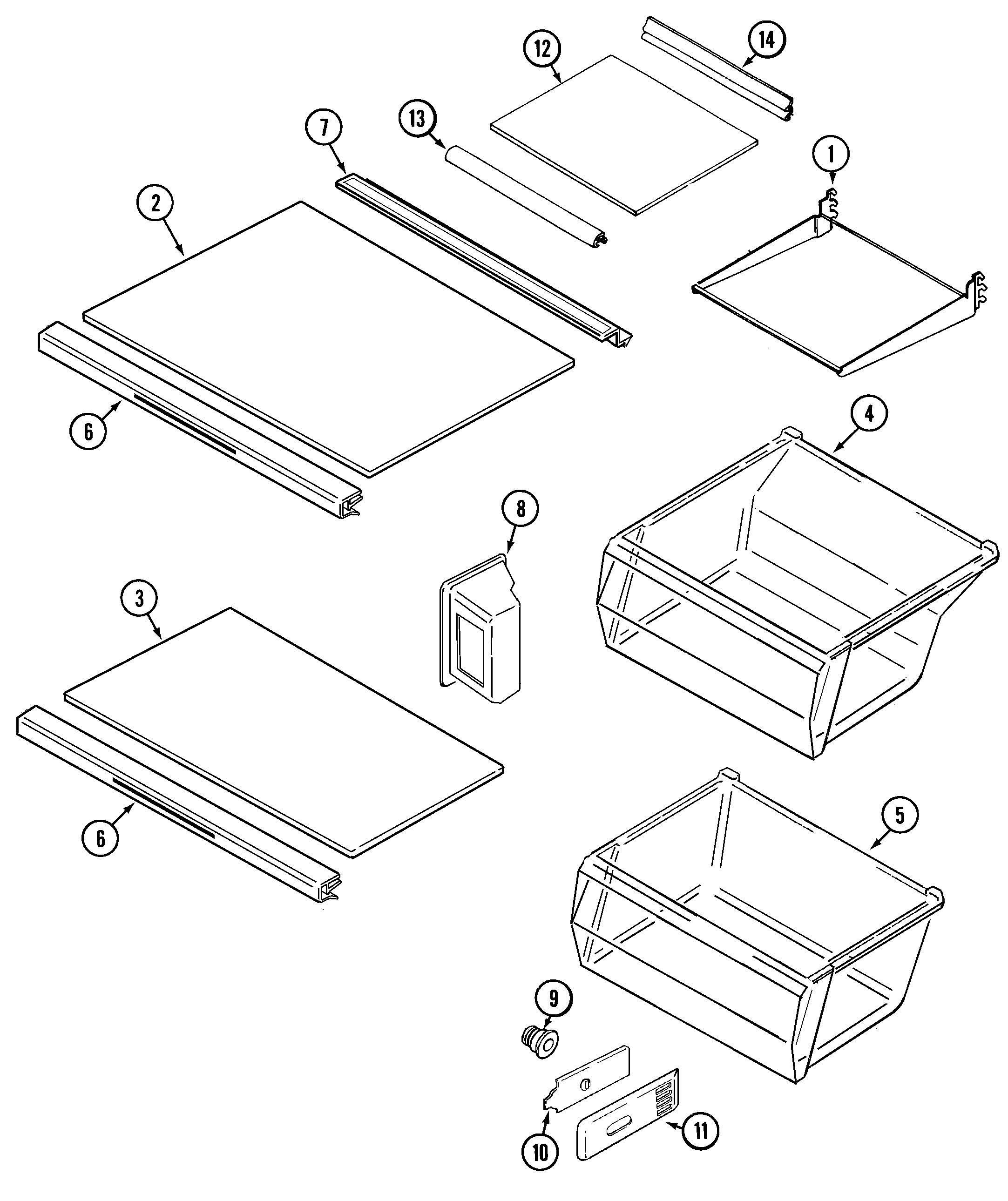 Maytag GS2124IDEW shelves & accessories diagram