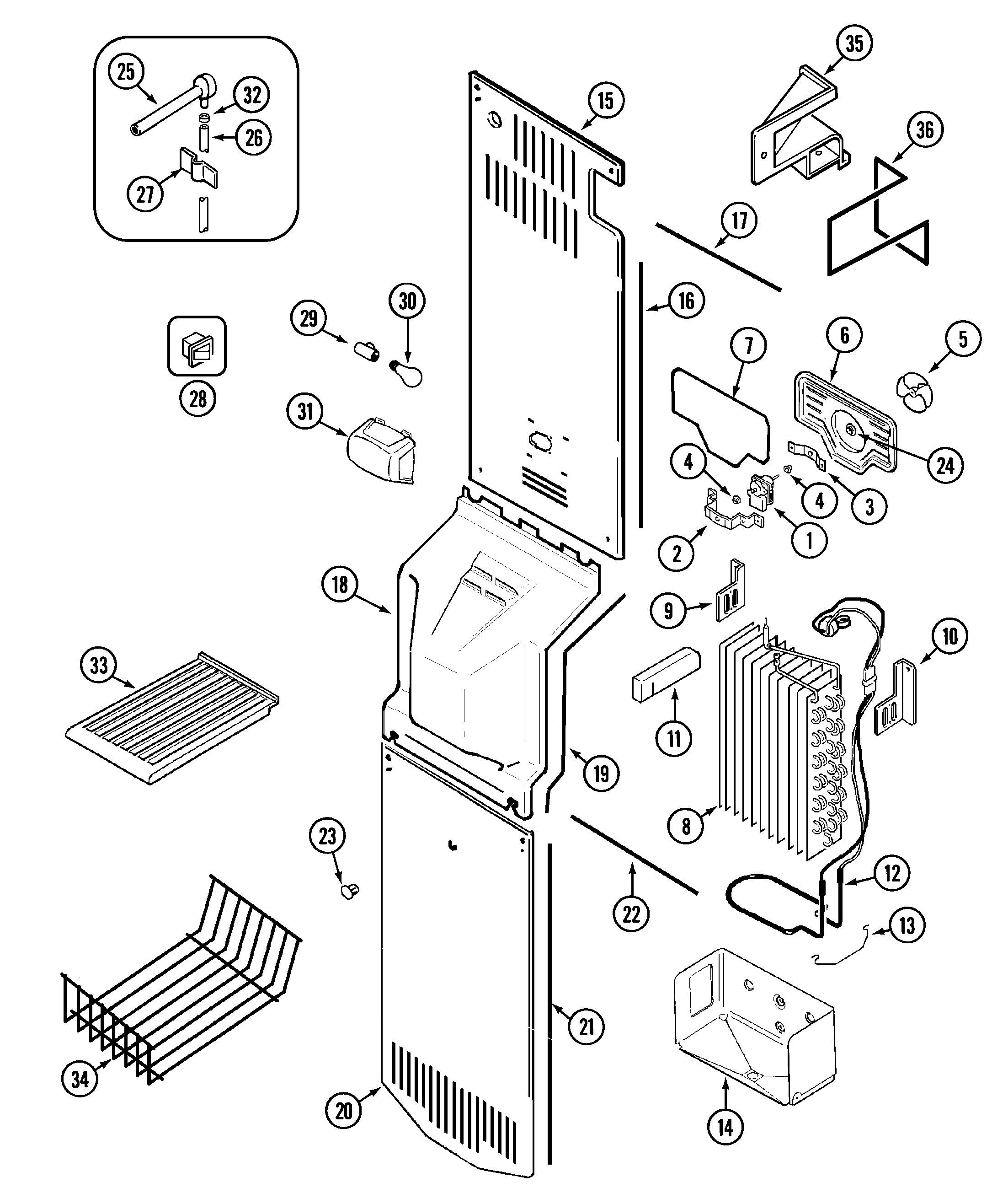 Maytag GS2124IDEW freezer compartment diagram