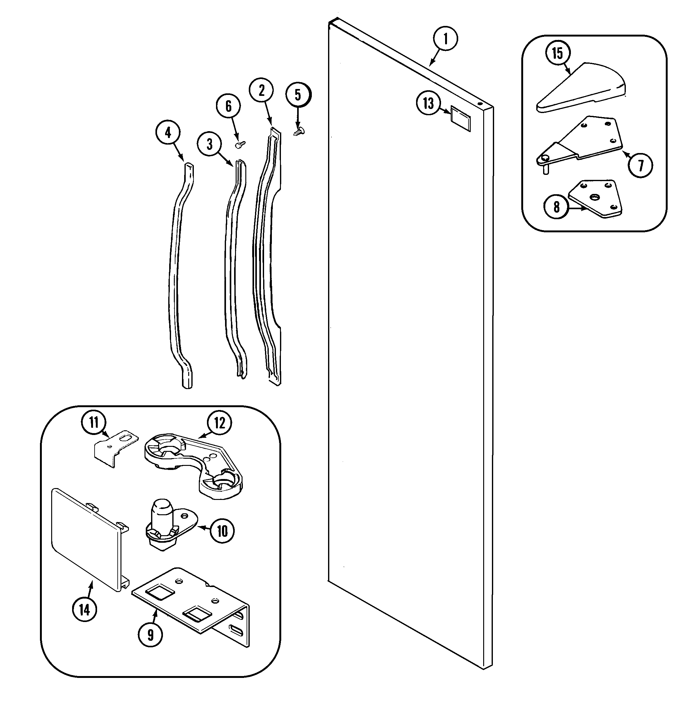Maytag GS2124IDEW fresh food outer door diagram