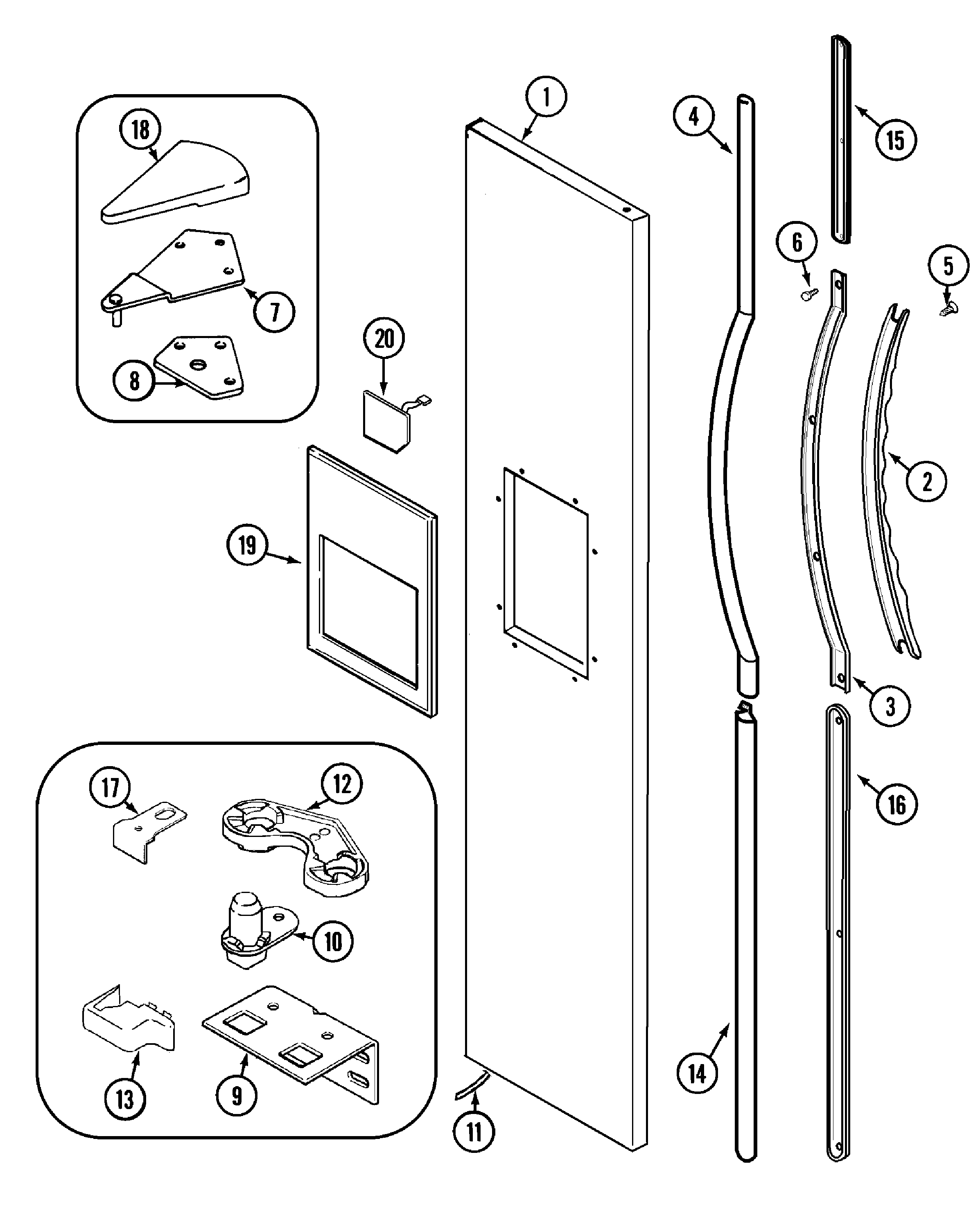 Hoover RS27D011 freezer outer door diagram