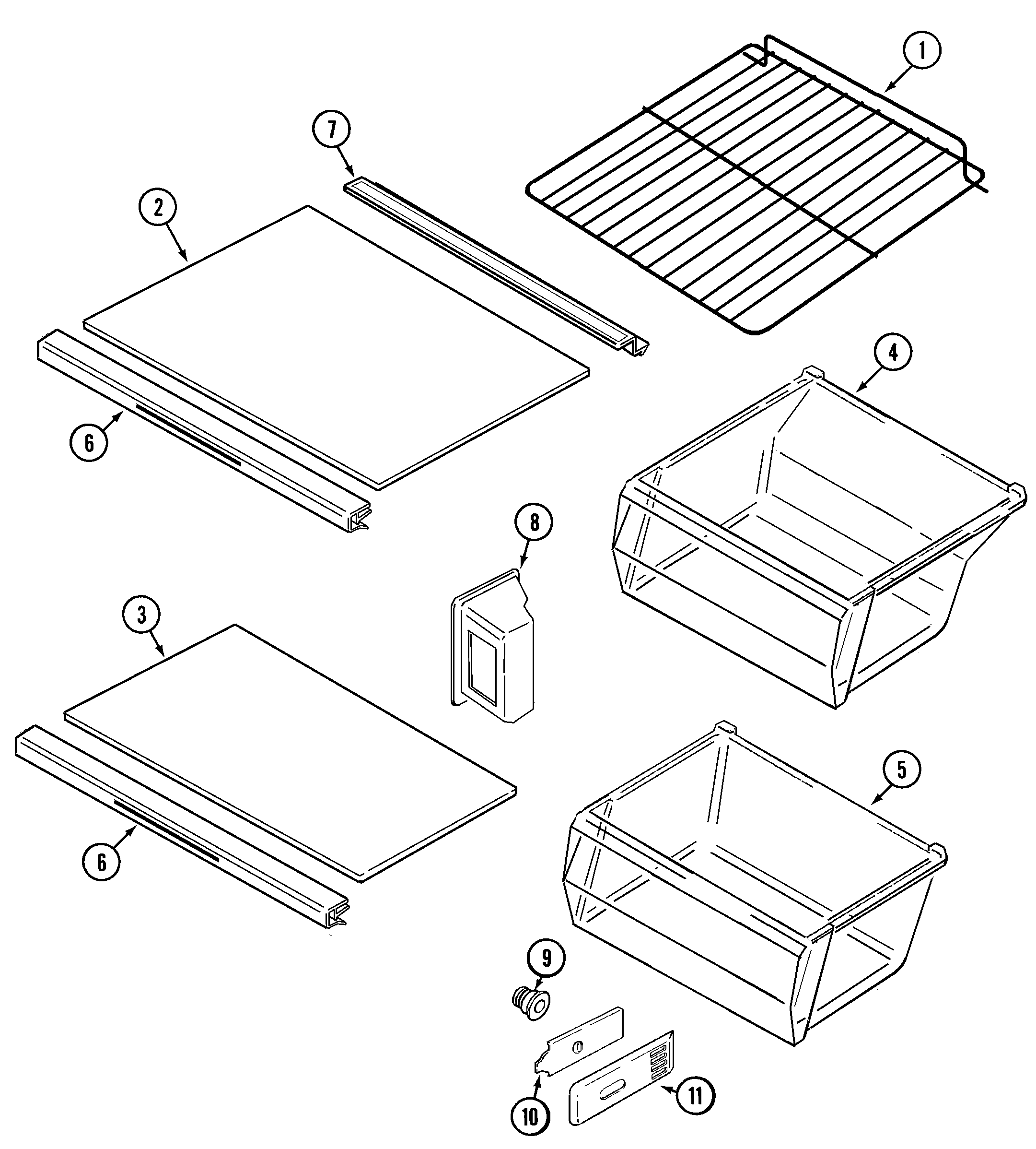 Maytag GS2121SDEW shelves & accessories diagram