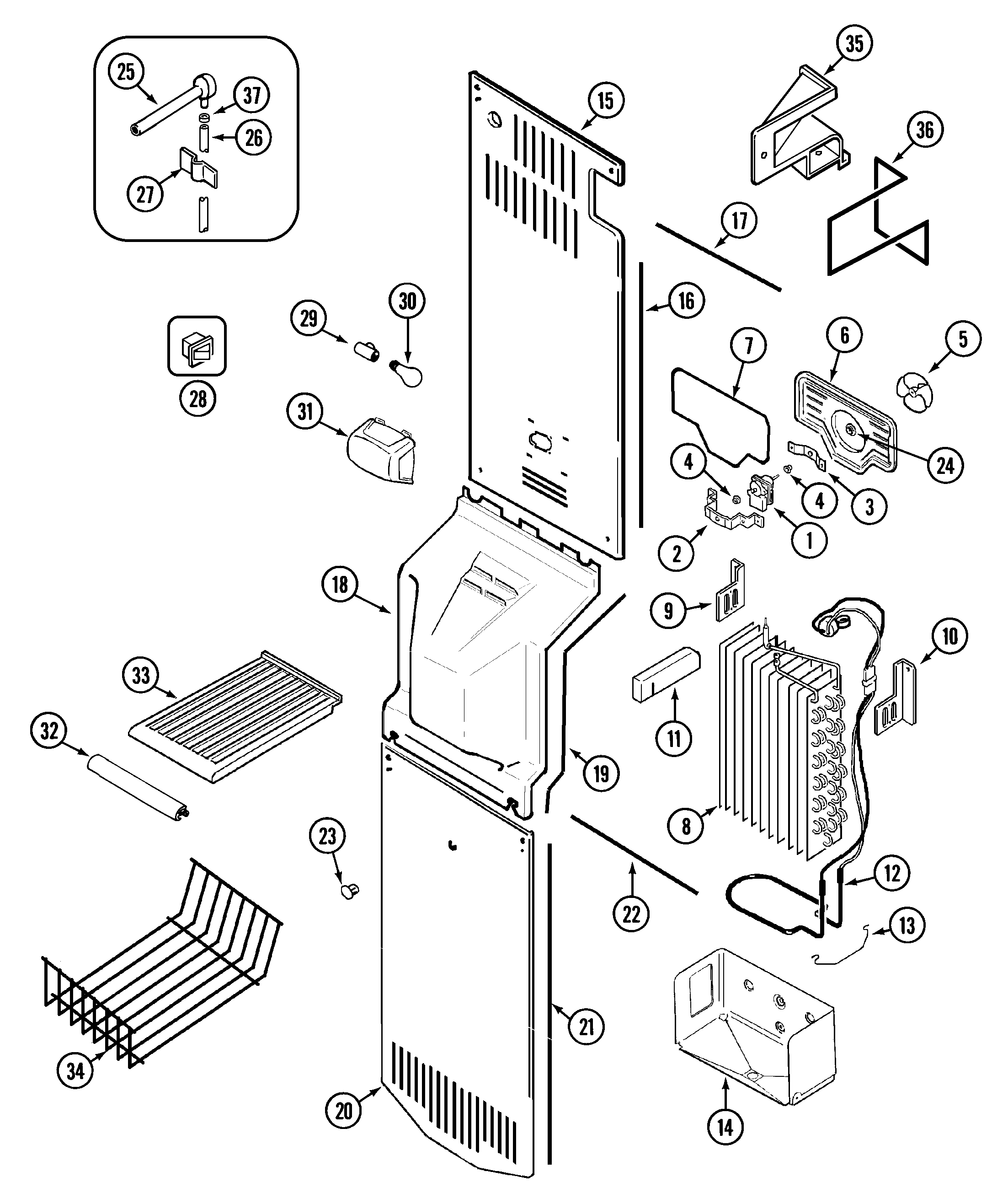 Maytag GS2121SDEW freezer compartment diagram