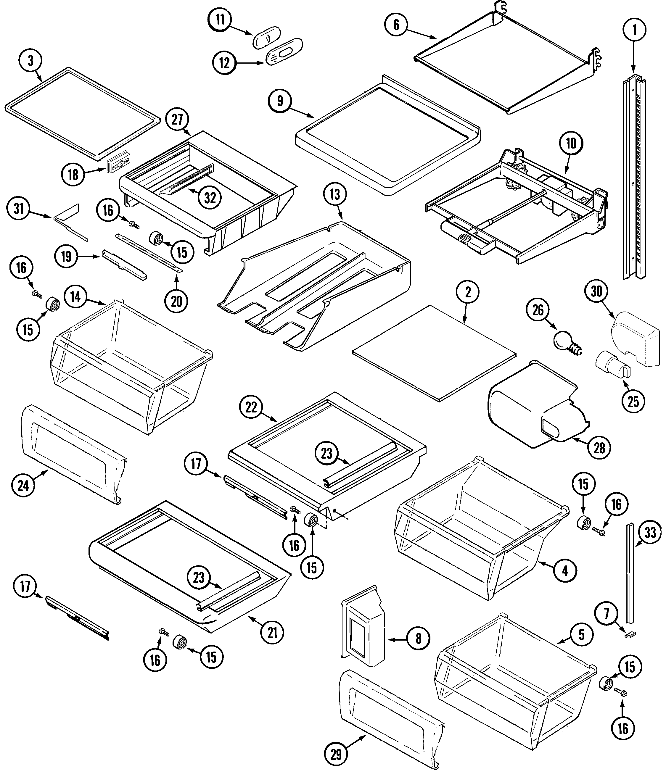 Maytag GS2788EKDQ shelves & accessories (bisque) diagram