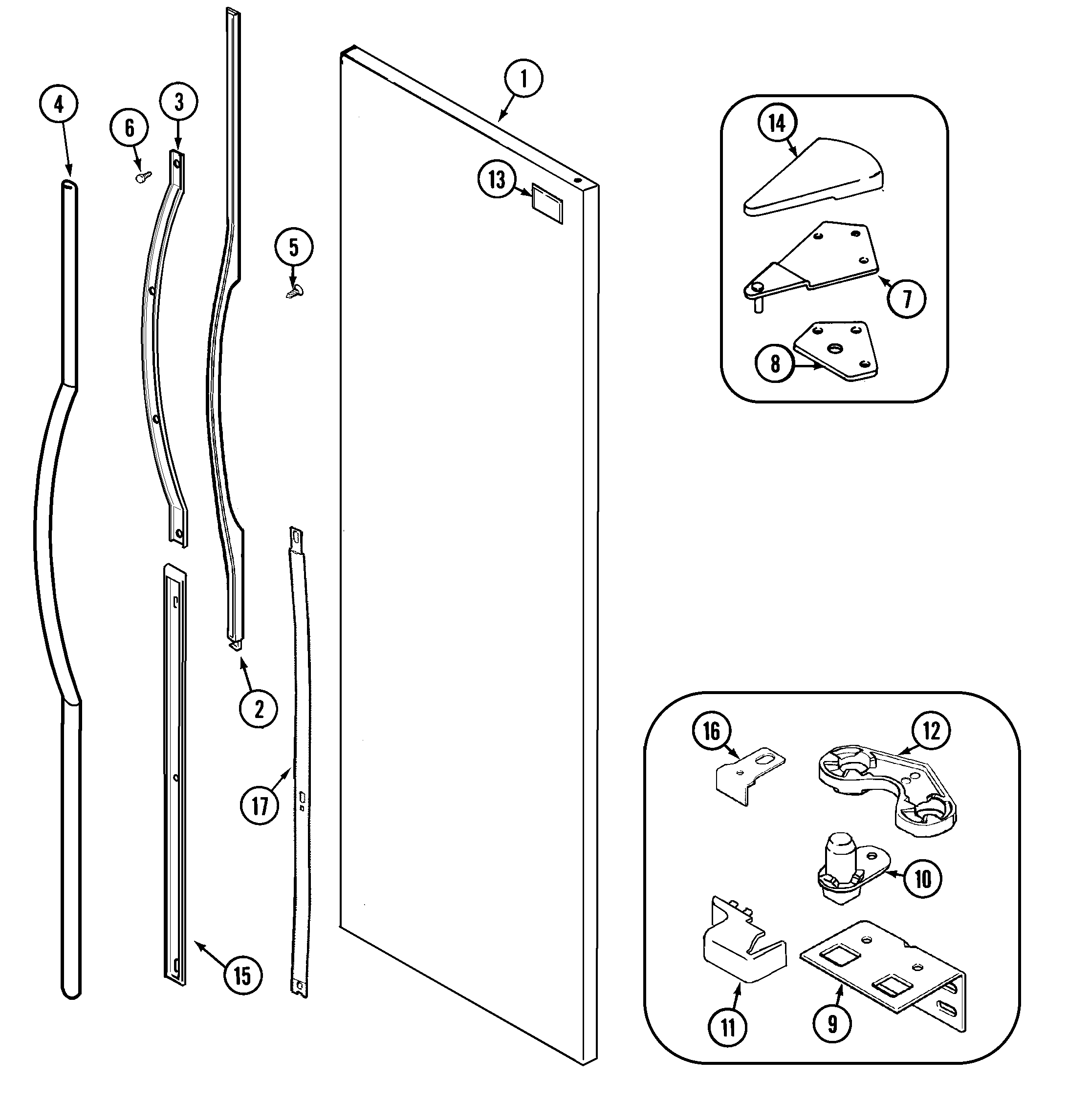 Maytag GS2788EKDQ fresh food outer door (bisque) diagram