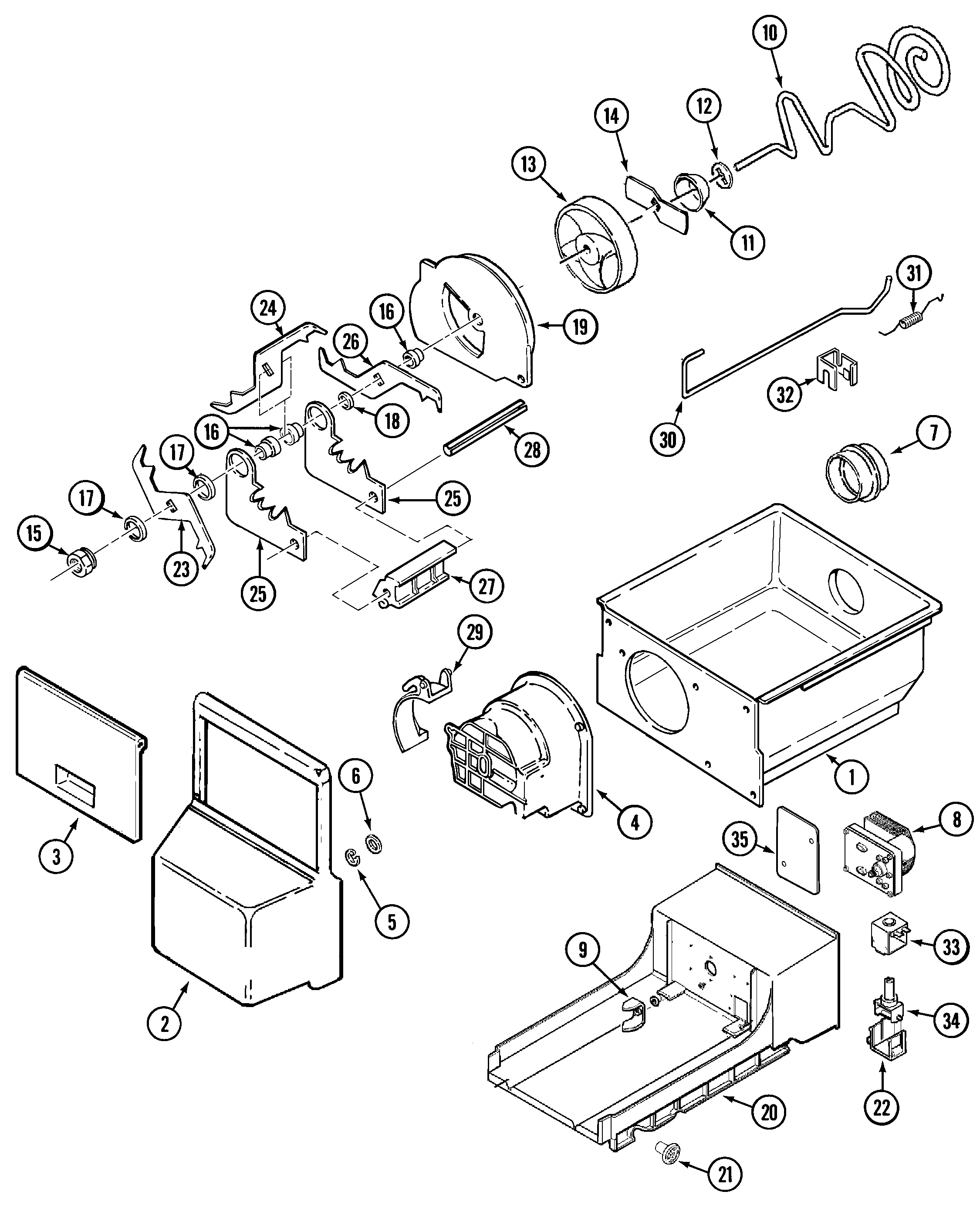 Maytag GS2788EKDQ ice bin (bisque) diagram