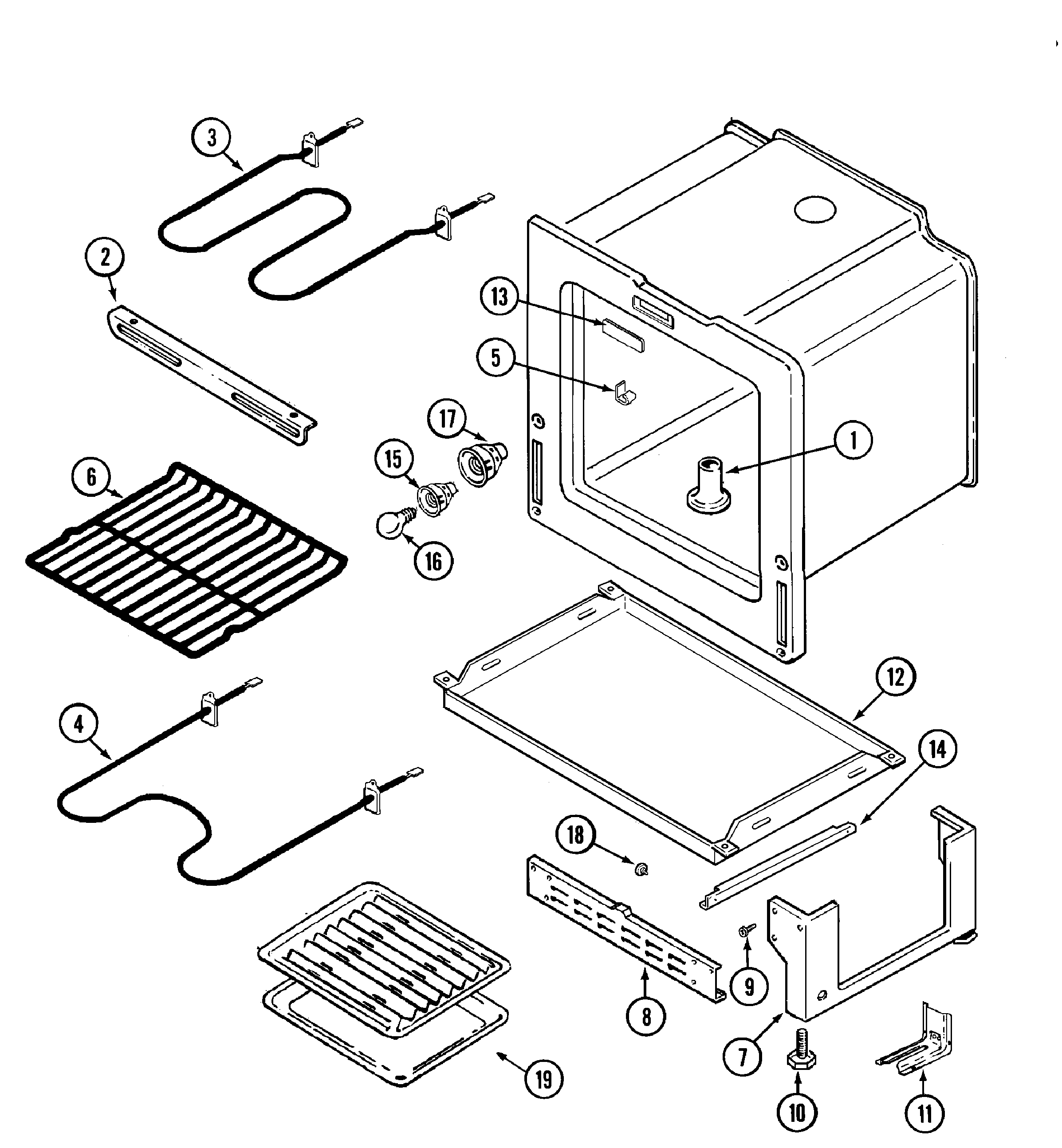 Maytag PER4305BAH oven/base diagram