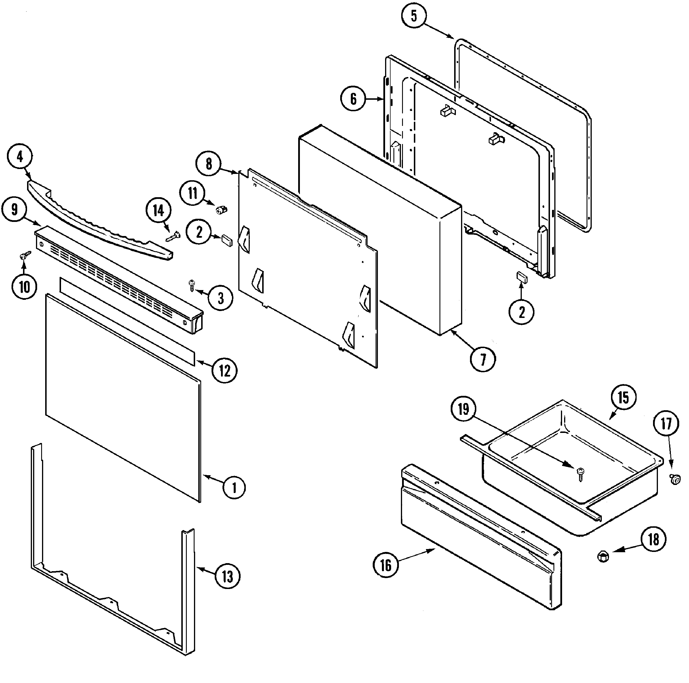 Maytag MER5510BAQ door/drawer diagram