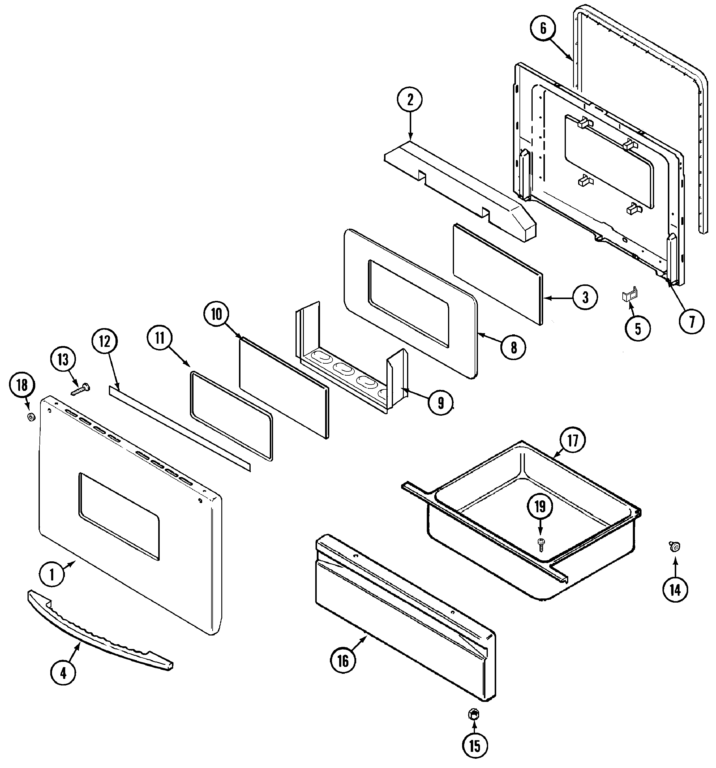 Maytag PER4310BCW door/drawer diagram