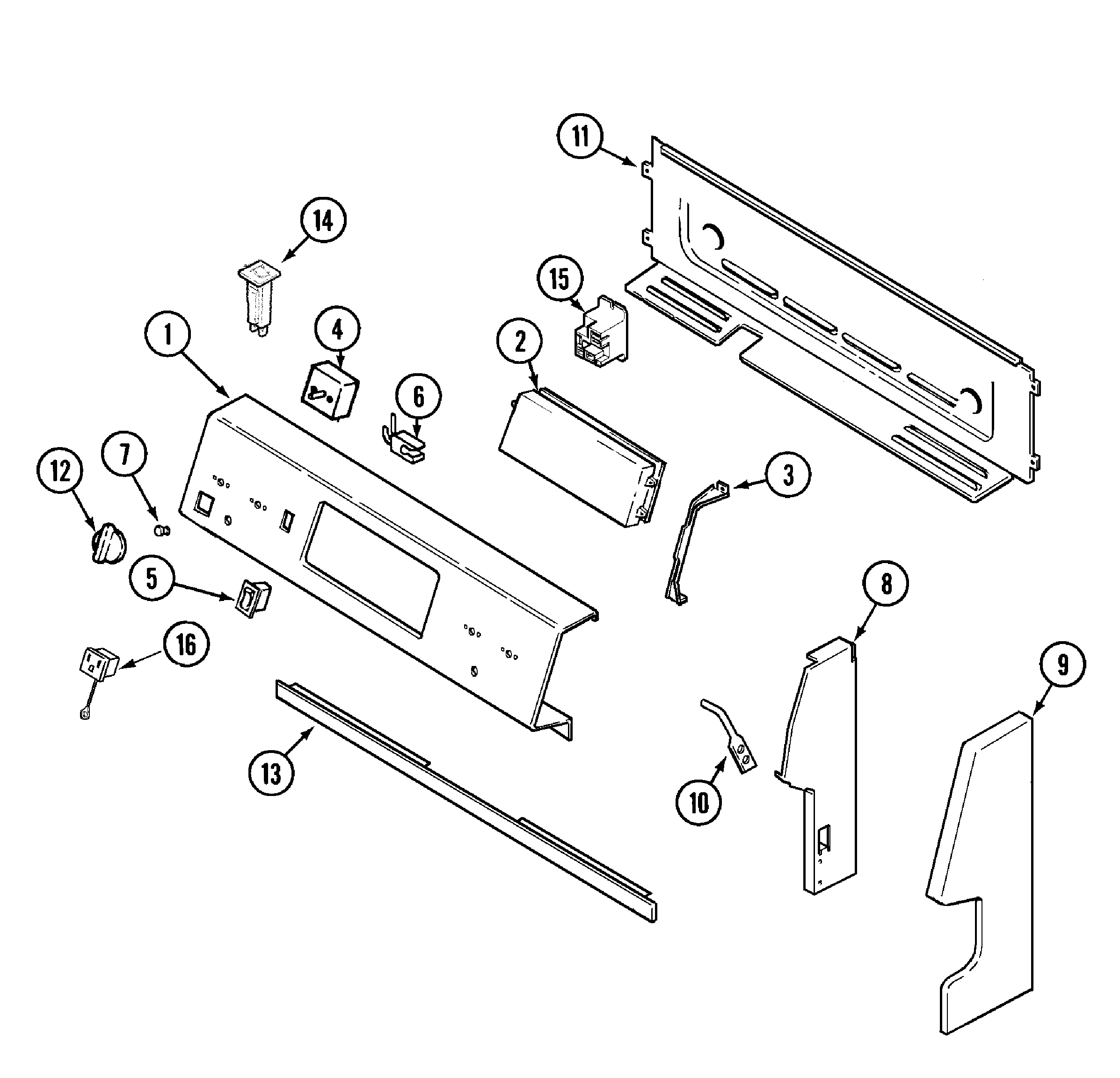 Maytag PER5515BCW control panel diagram