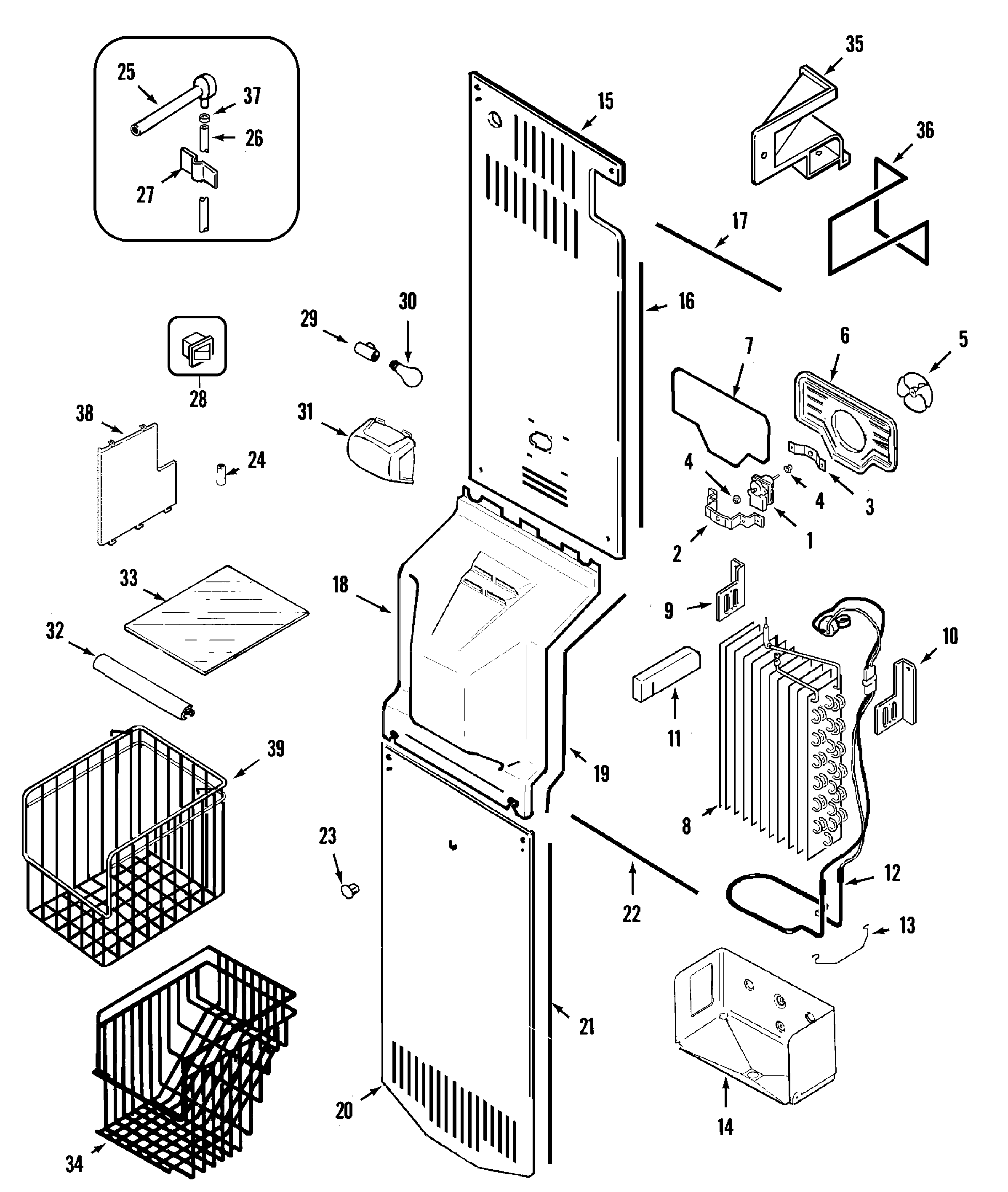 Maytag S60STRP freezer compartment diagram