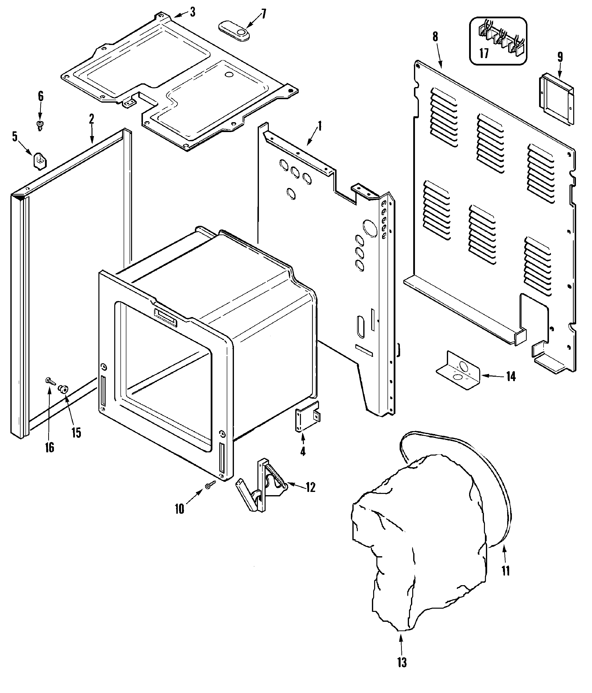 Magic Chef CER1360BGW body diagram