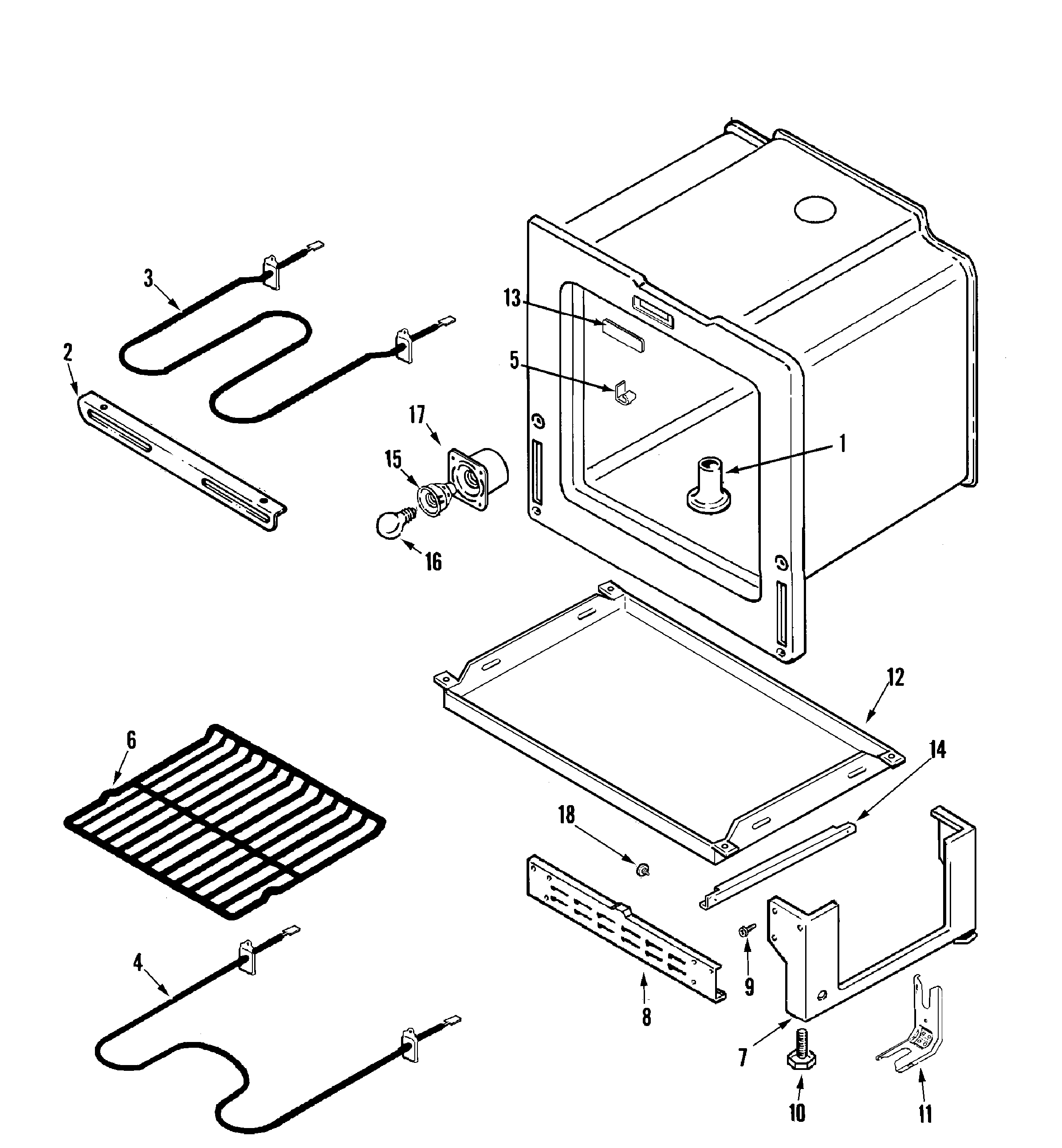 Magic Chef CER1360BGW oven/base diagram