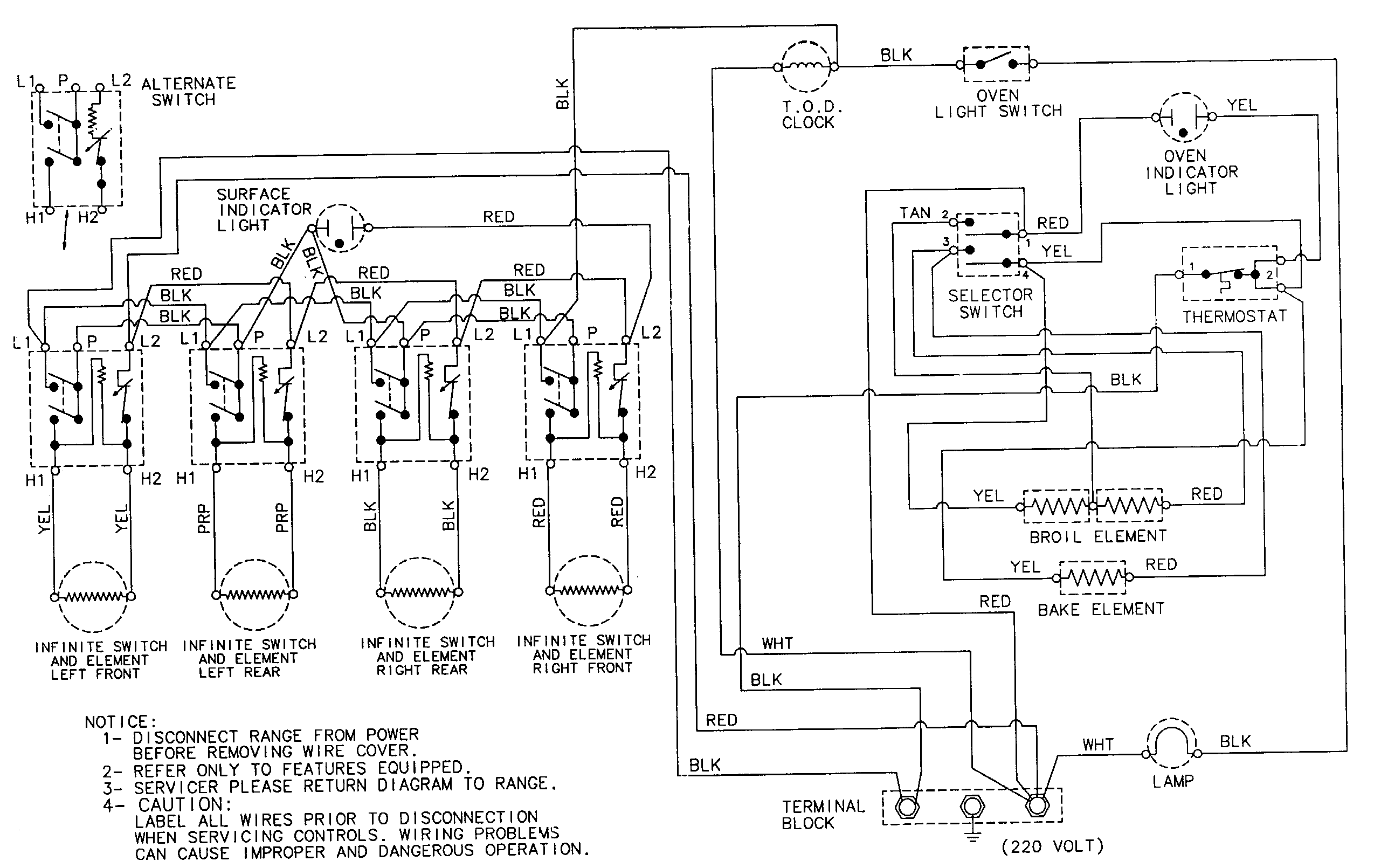 Magic Chef CER1360BGW wiring information diagram