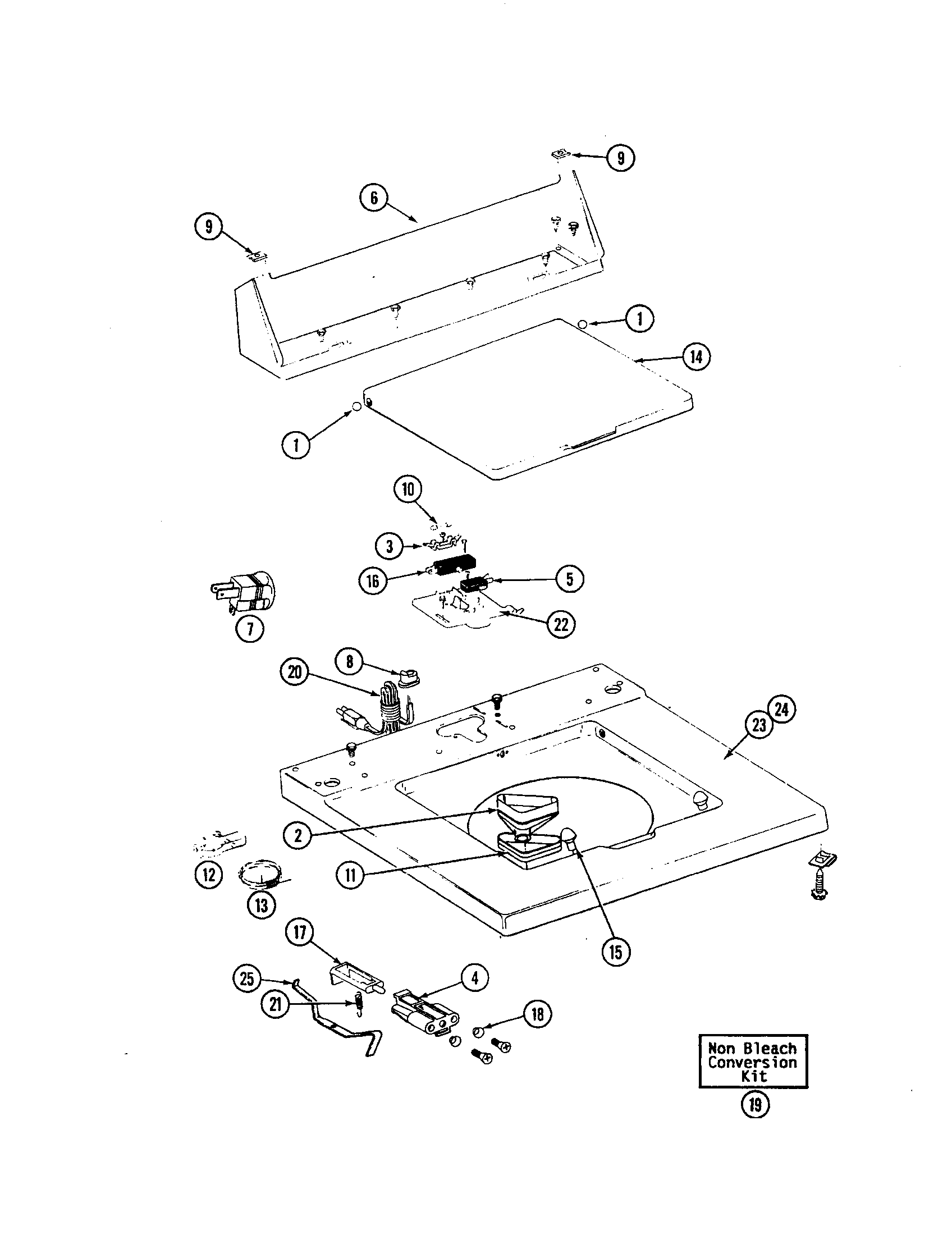 Maytag LAT5000AAW top cover, console & lid switch diagram