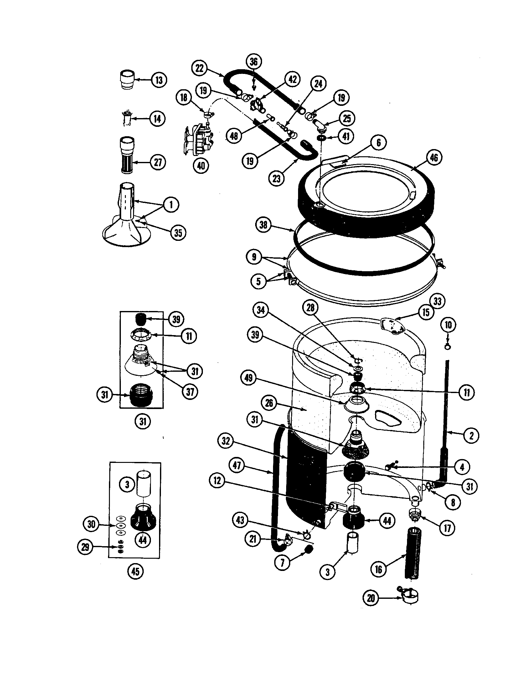 Maytag LAT5000AAW tub diagram