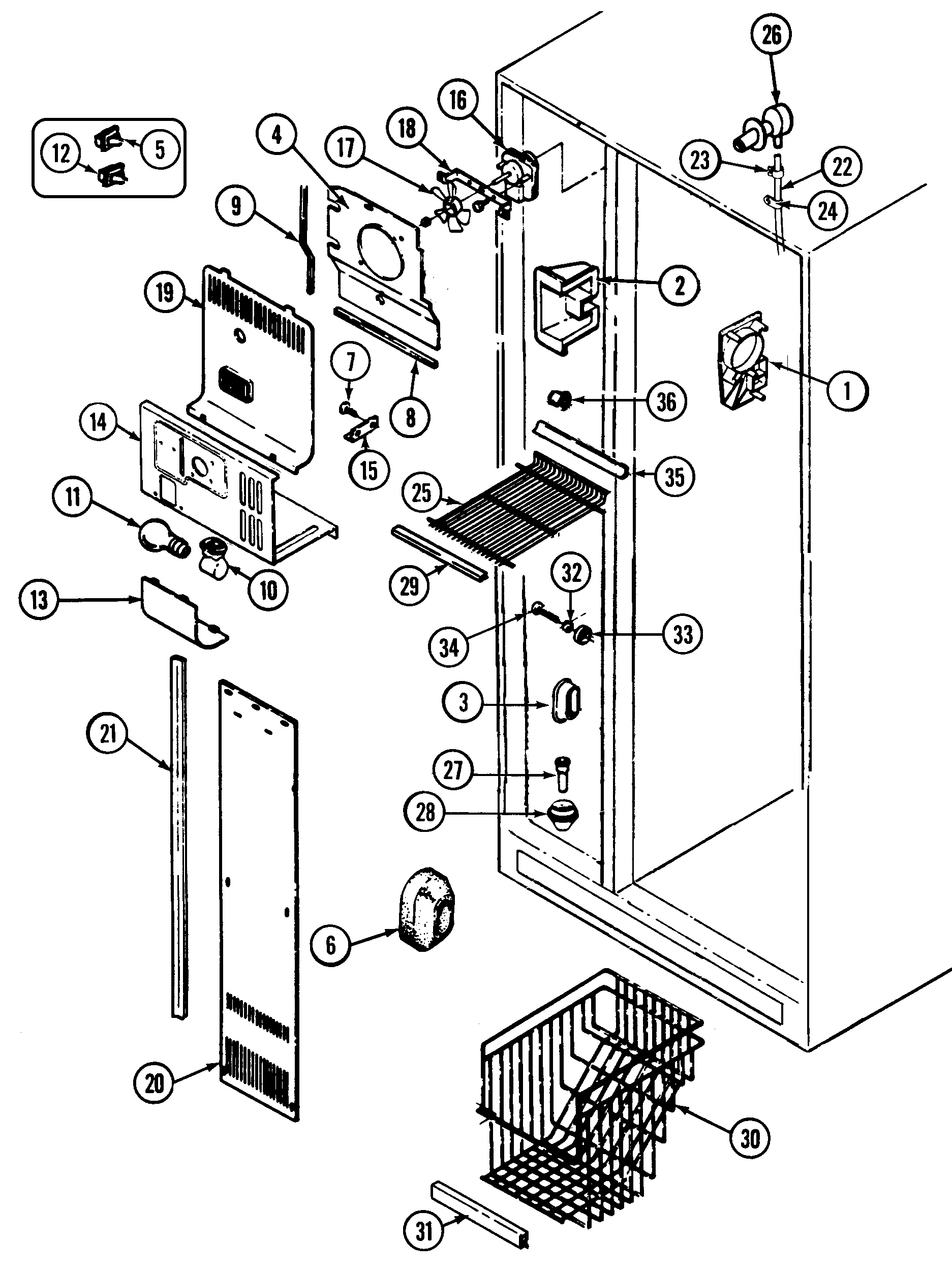 Jenn-Air JRSDE248TB freezer compartment diagram
