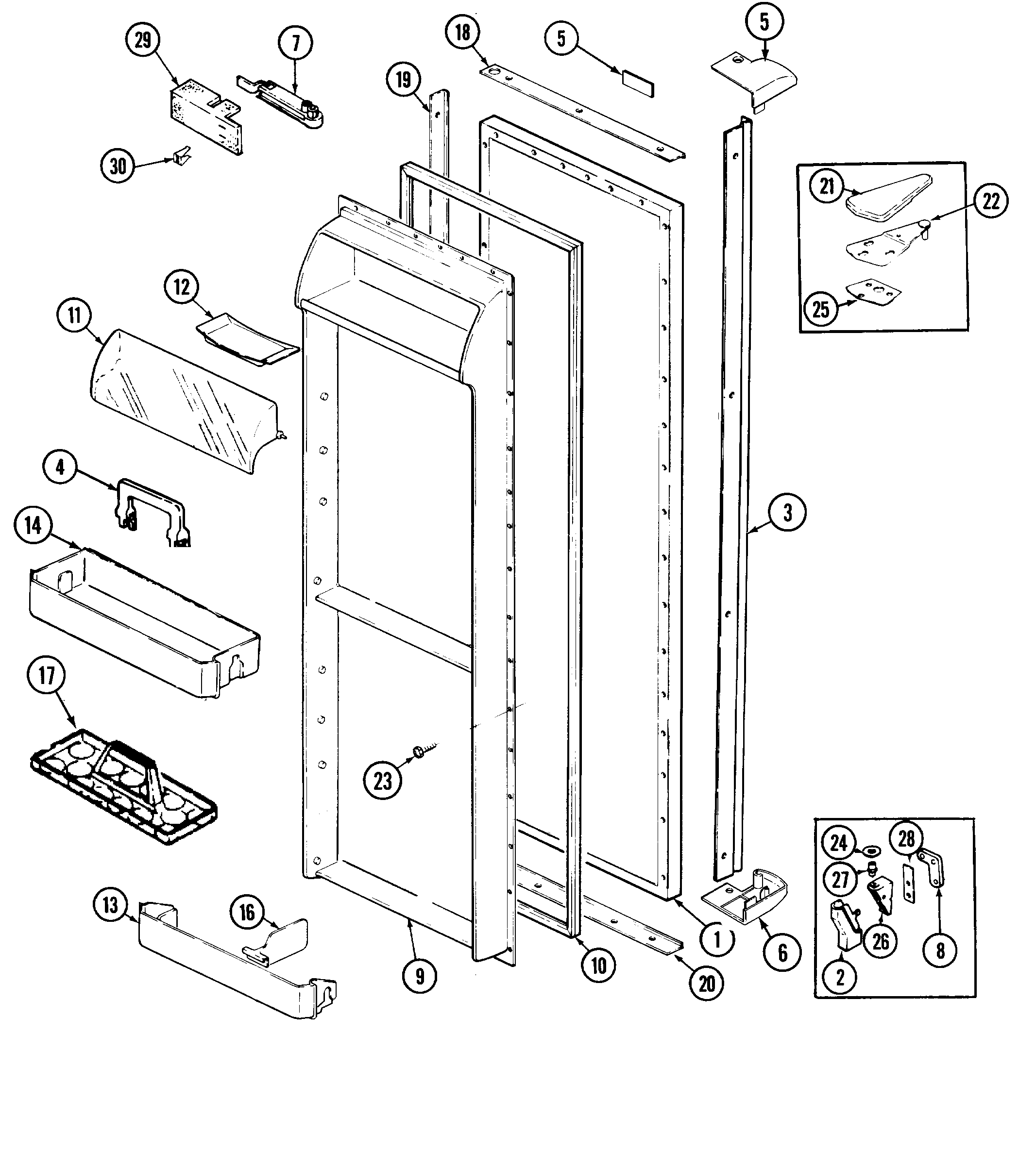 Jenn-Air JRSDE248TB fresh food door diagram