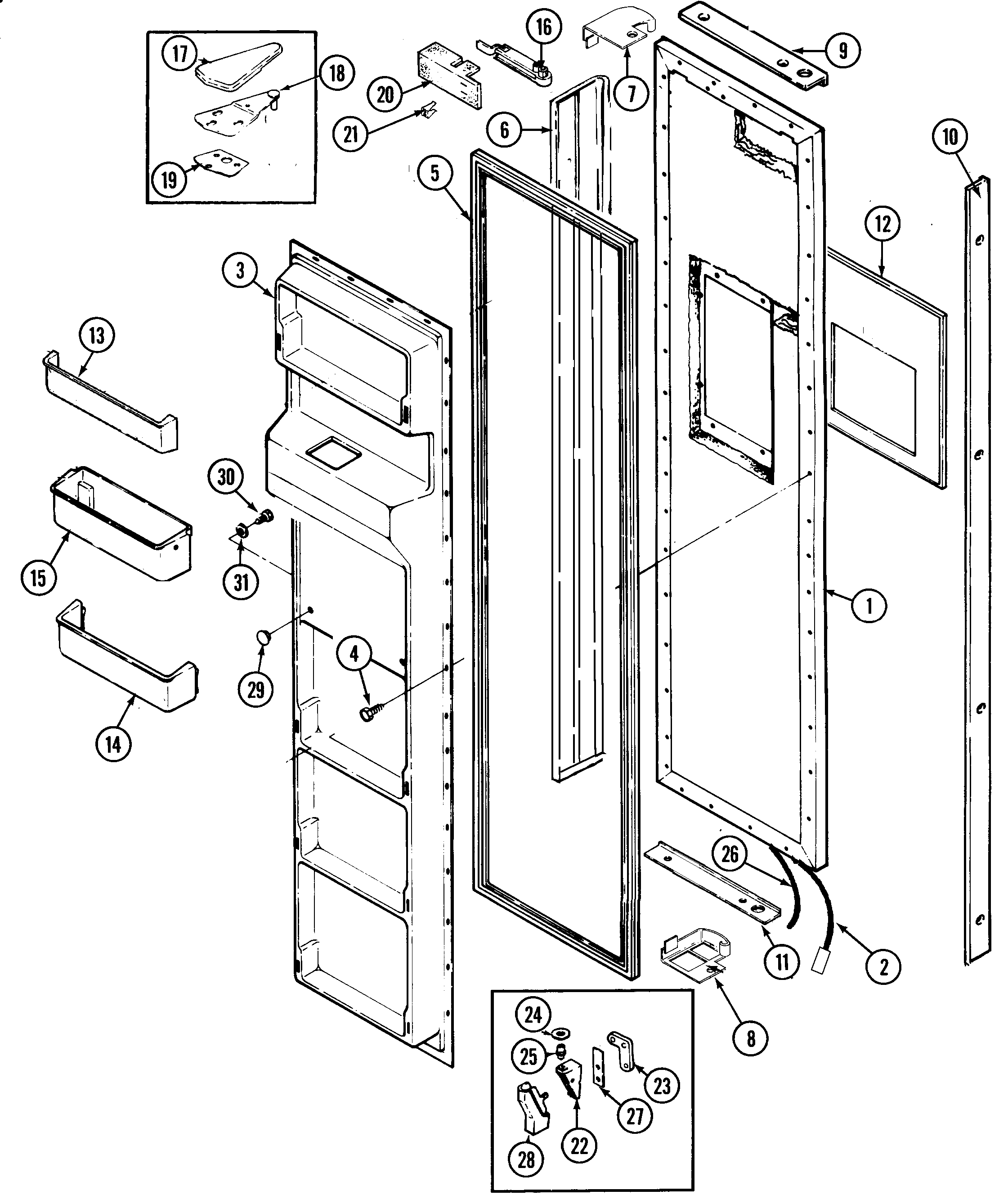 Jenn-Air JRSDE248TB freezer door diagram