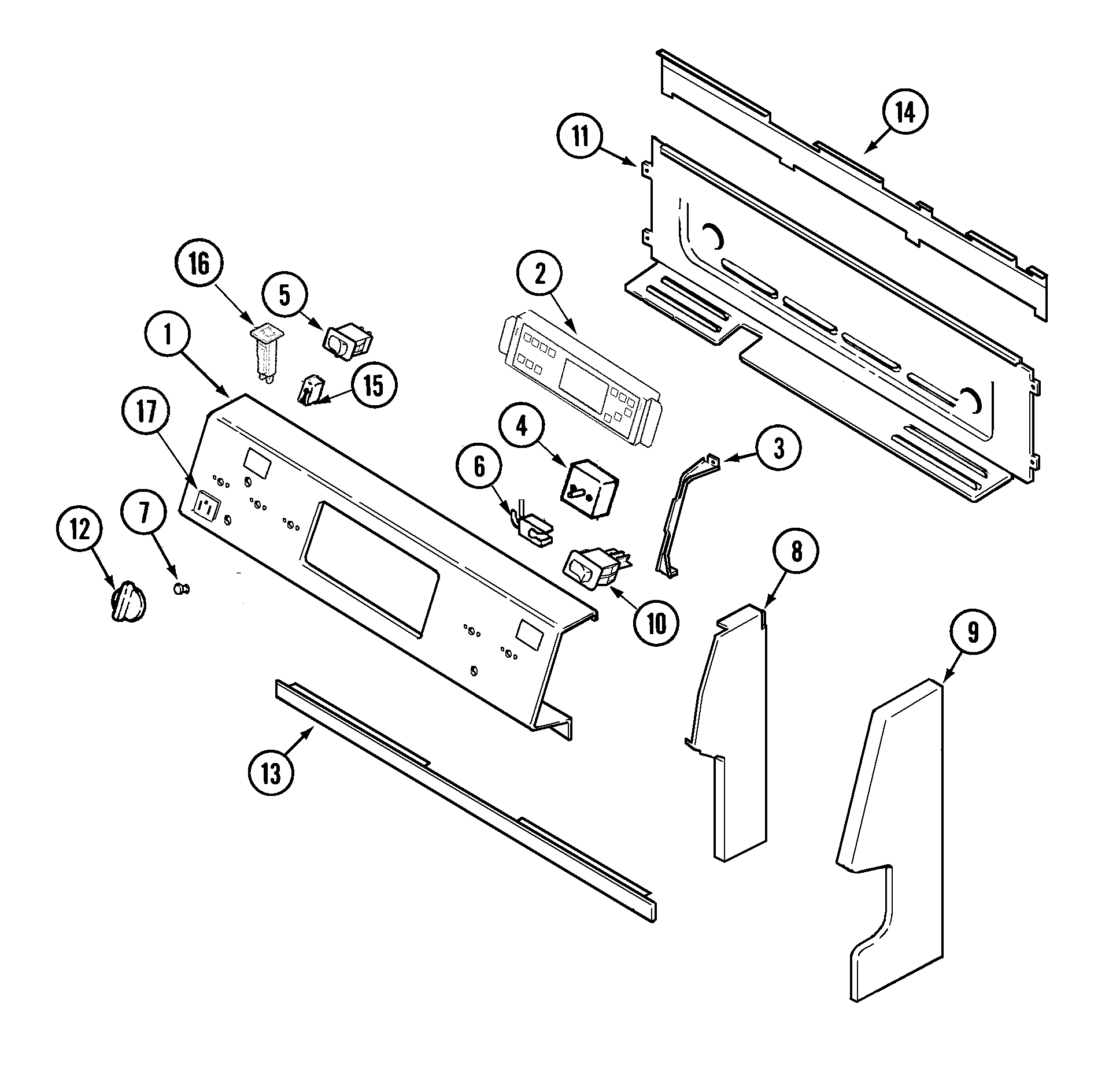 Maytag MER6772BCW control panel diagram
